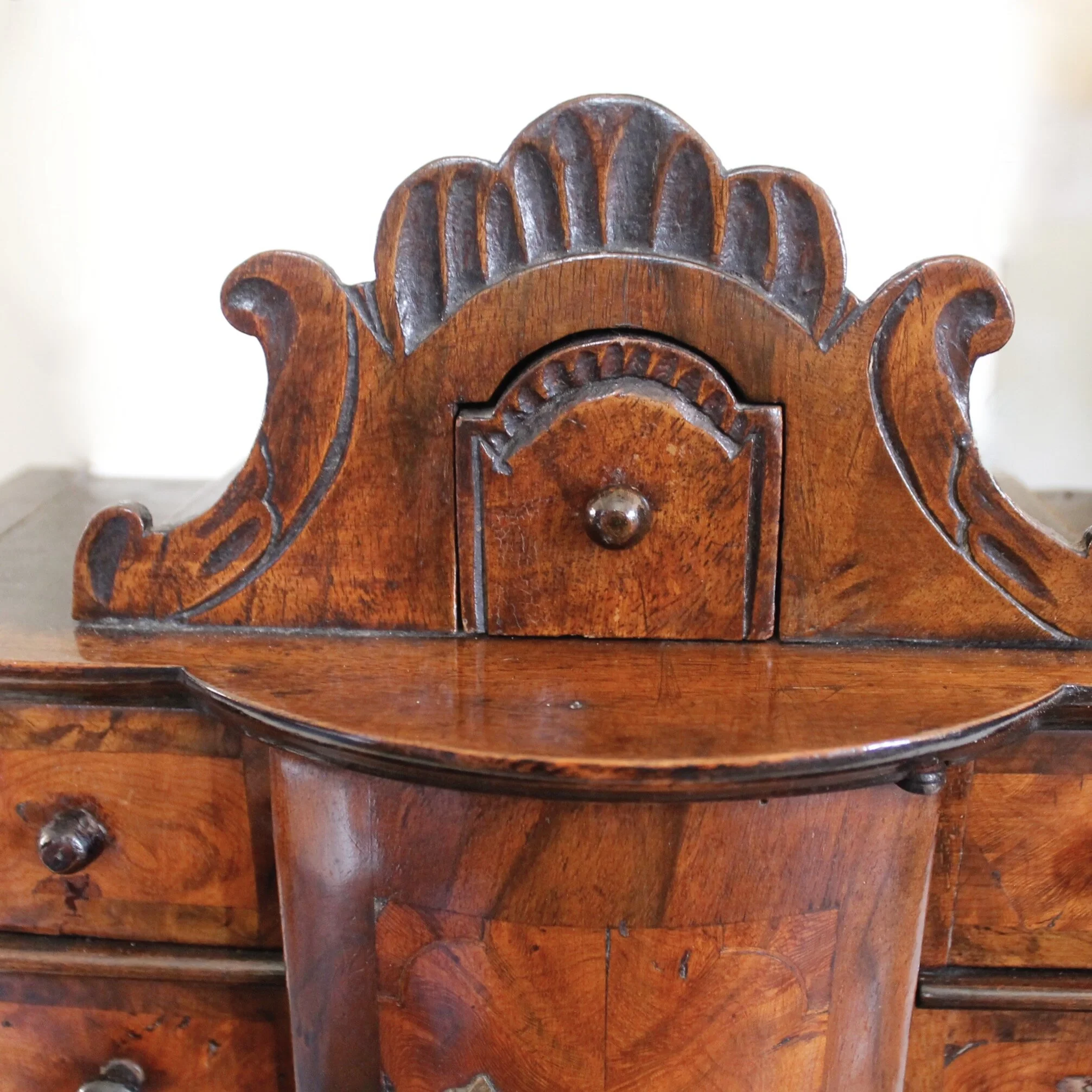 Antique Miniature German Baroque Marquetry Chest on Chest