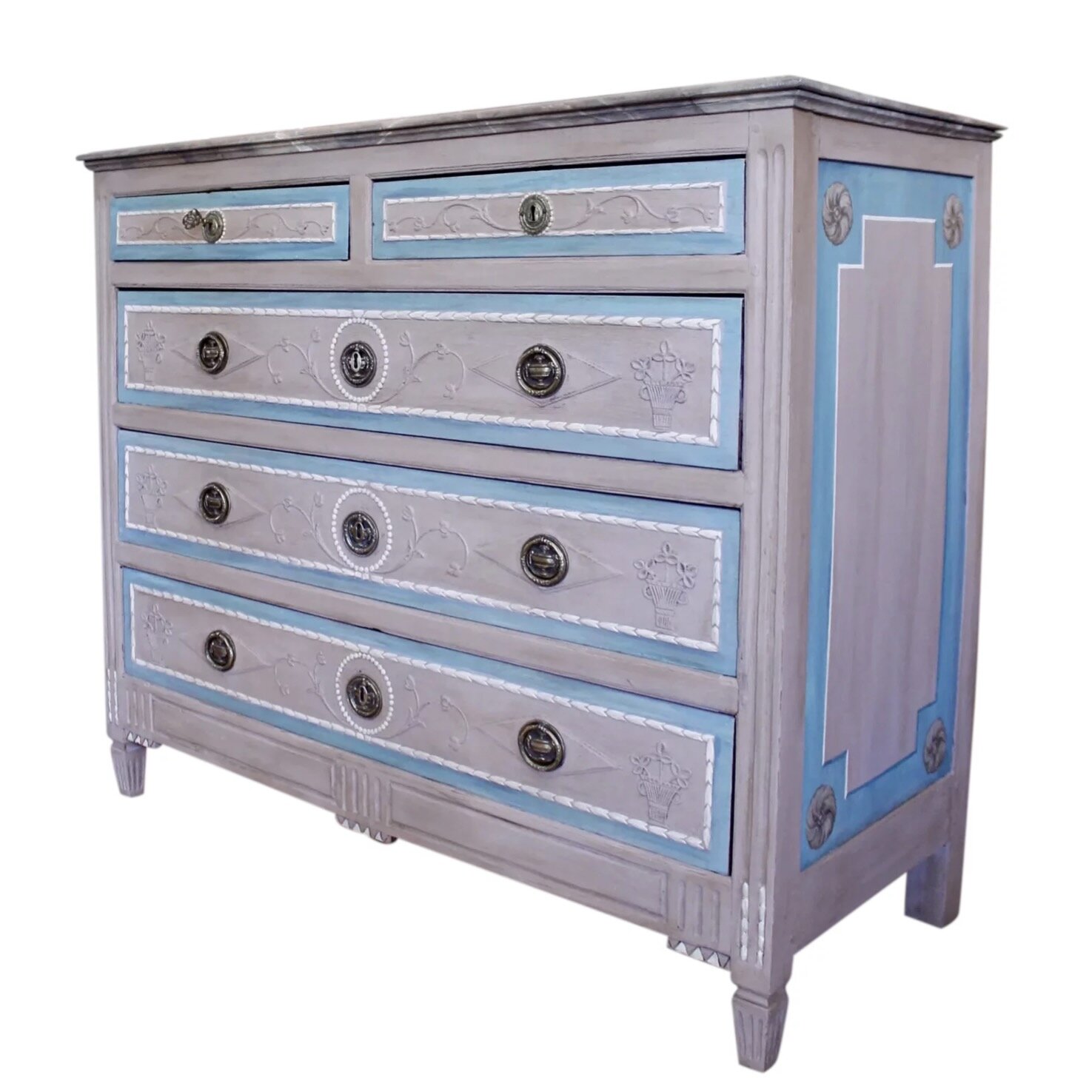 Fine North Italian Carved and Painted Neoclassical Period Commode