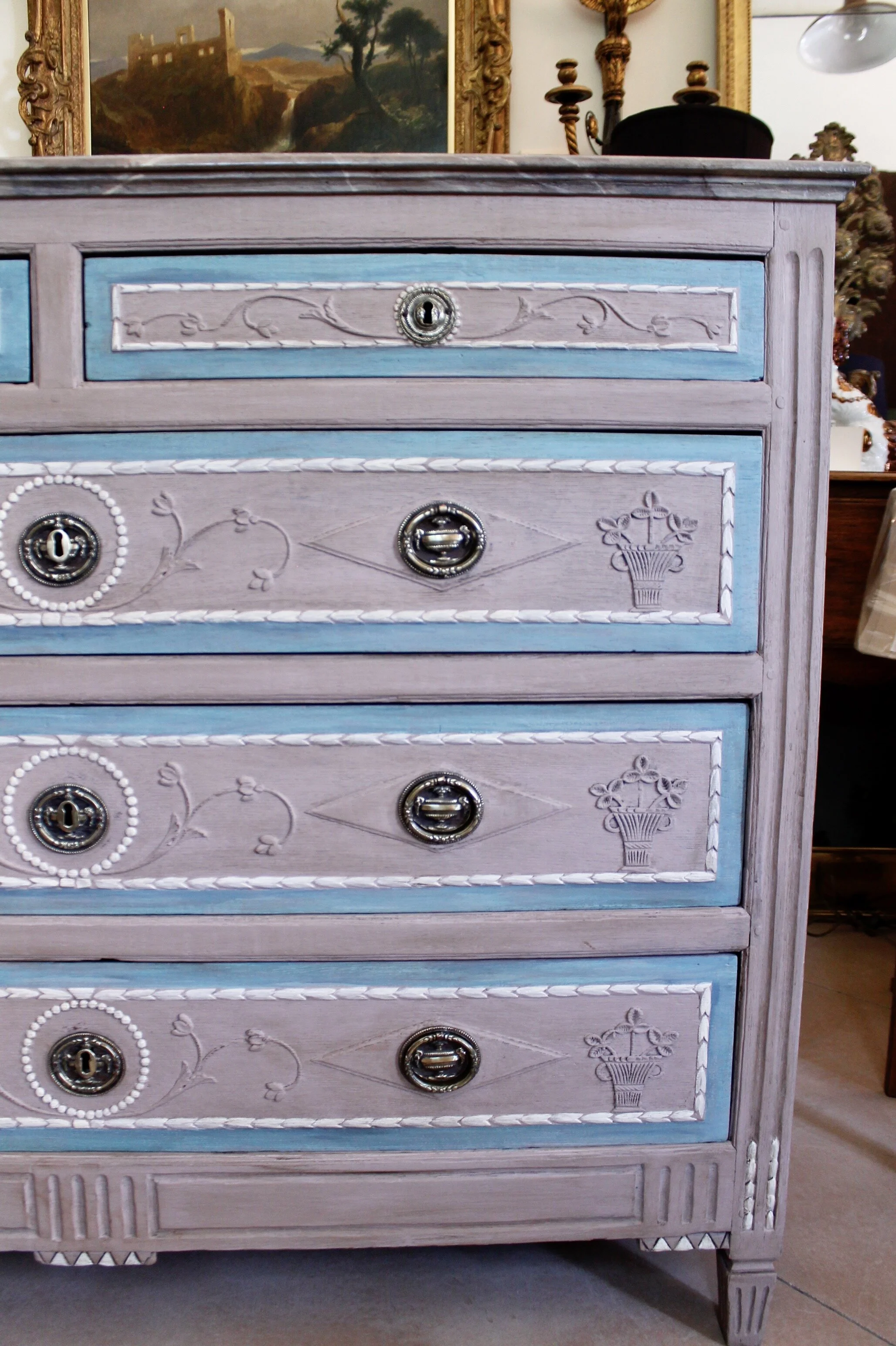 Fine North Italian Carved and Painted Neoclassical Period Commode