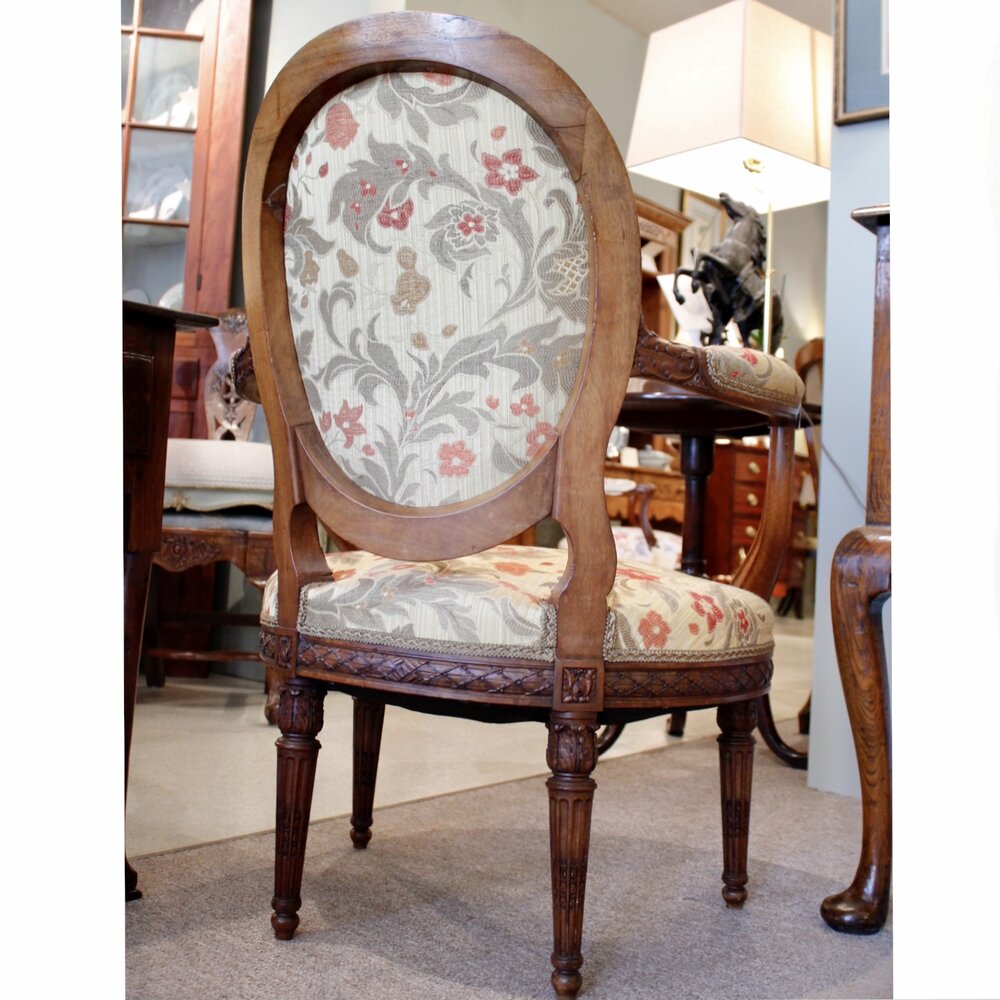 SOLD - French 19th Century Louis XVI Style Painted Wood Marquise Chair with  Upholstery