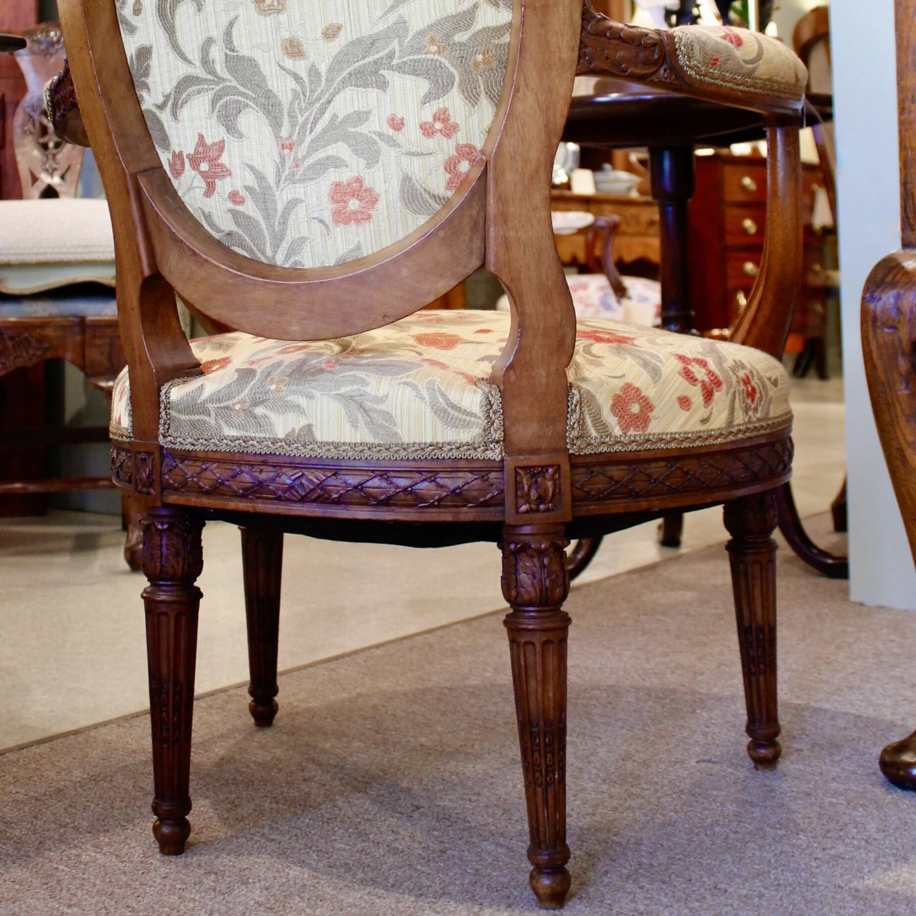 Pair of Finely Carved Louis XVI Style Armchairs, 19th Century