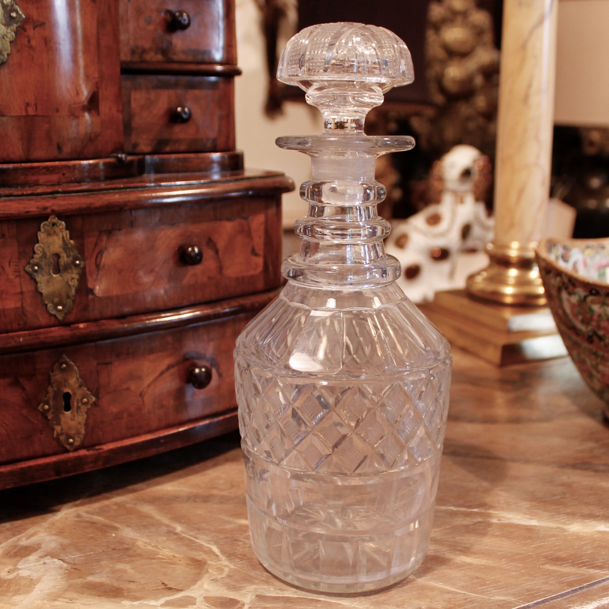 Anglo-Irish Cut Glass Decanter, Early 19th Century