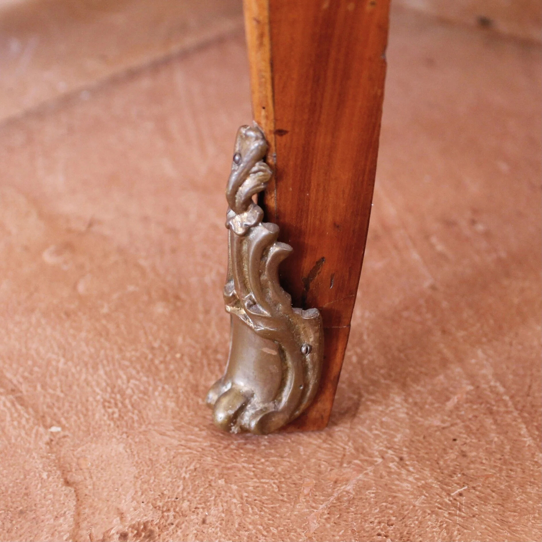 Florette Parquetry Transitional Louis XVI Commode with Marble Top