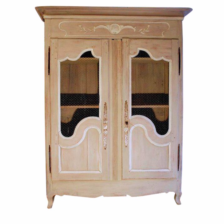 French Provincial Grey Painted Louis XV Style Small Armoire, 19th Century