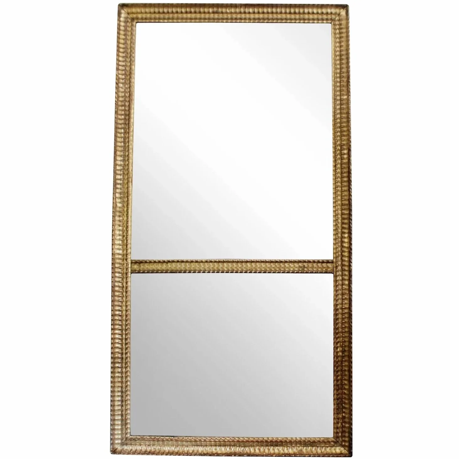 Large Ripple Carved Continental Giltwood Mirror, French or German