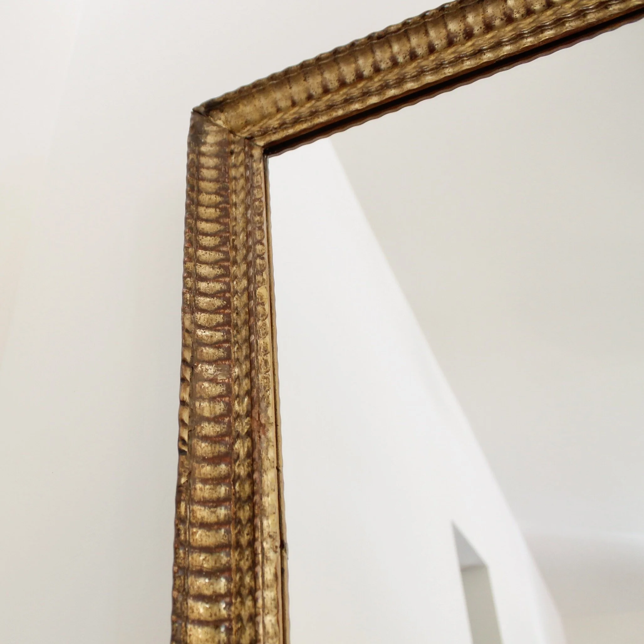 Large Ripple Carved Continental Giltwood Mirror, French or German