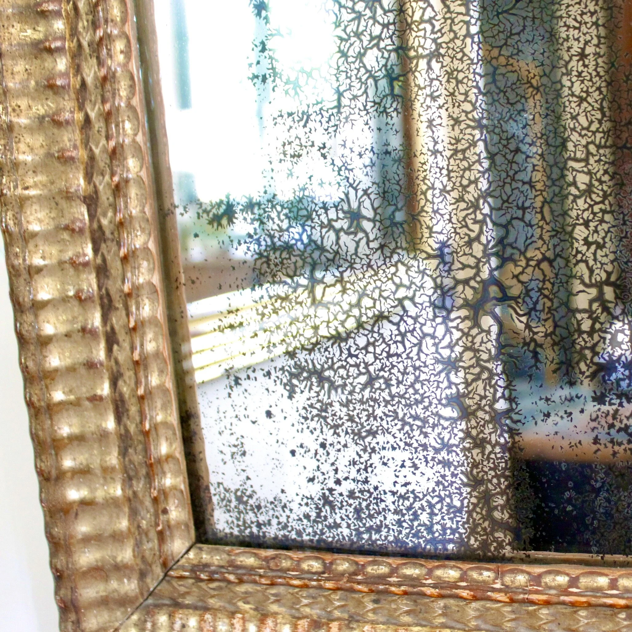 Large Ripple Carved Continental Giltwood Mirror, French or German