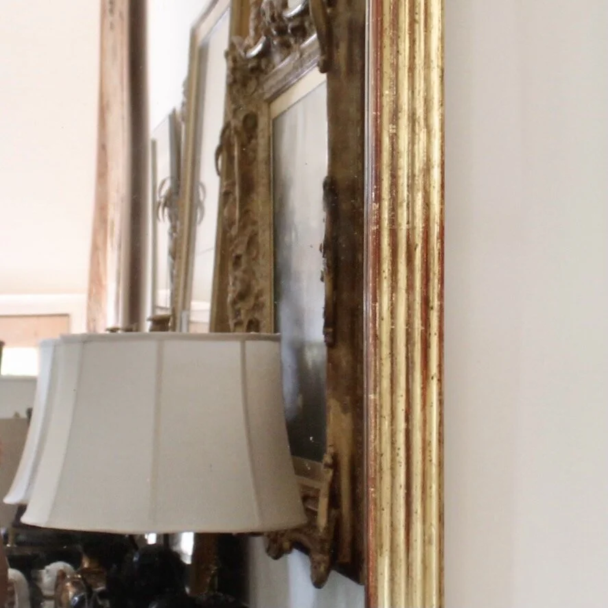 French Giltwood Mirror with Reeded Face, 19th Century