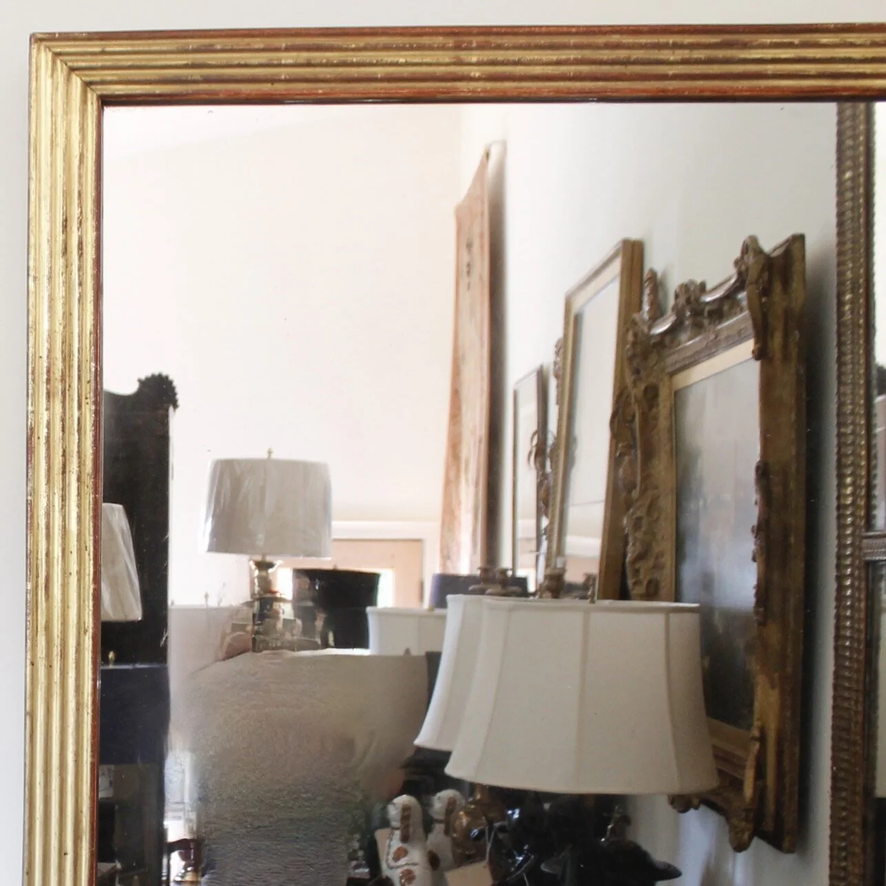 French Giltwood Mirror with Reeded Face, 19th Century