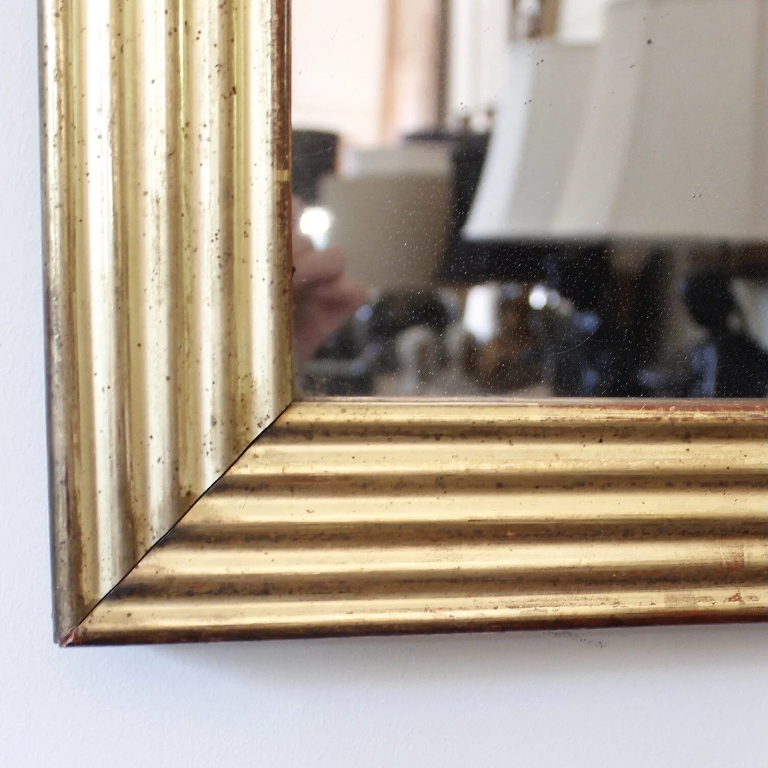 French Giltwood Mirror with Reeded Face, 19th Century