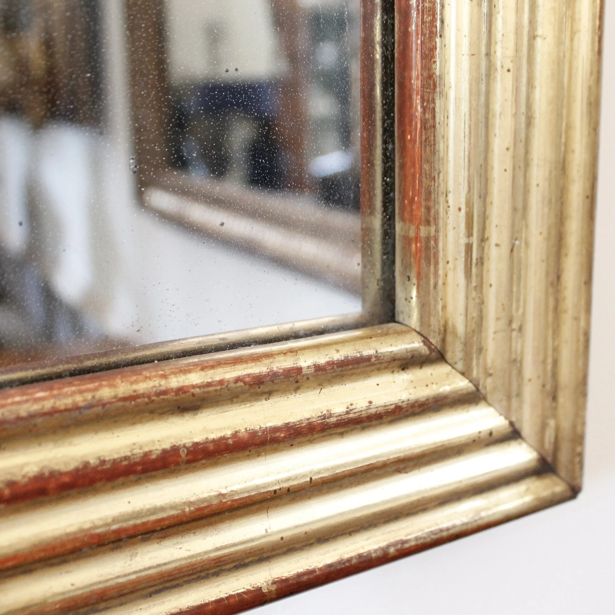 French Giltwood Mirror with Reeded Face, 19th Century