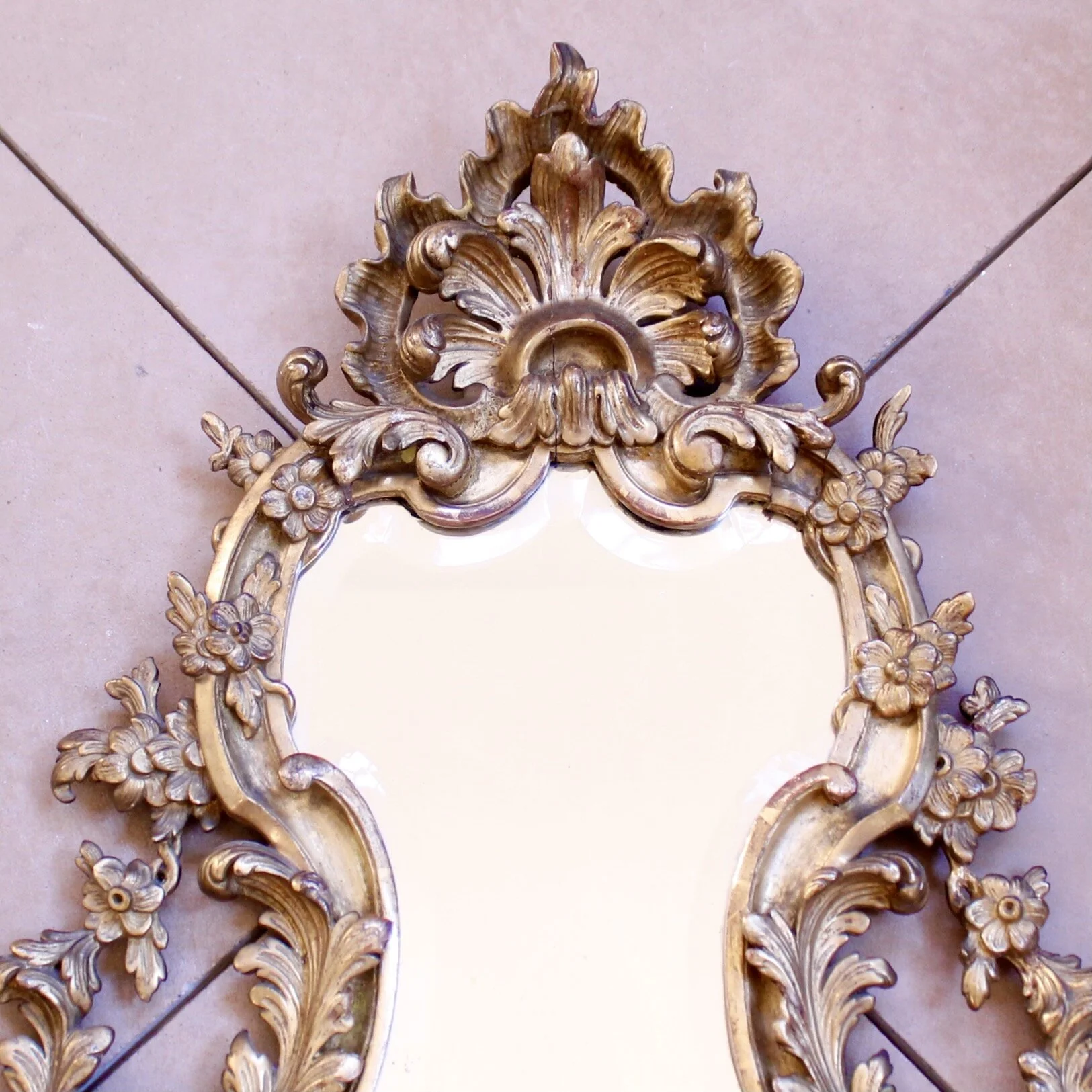 Small French Rococo Giltwood Mirror, 19th Century
