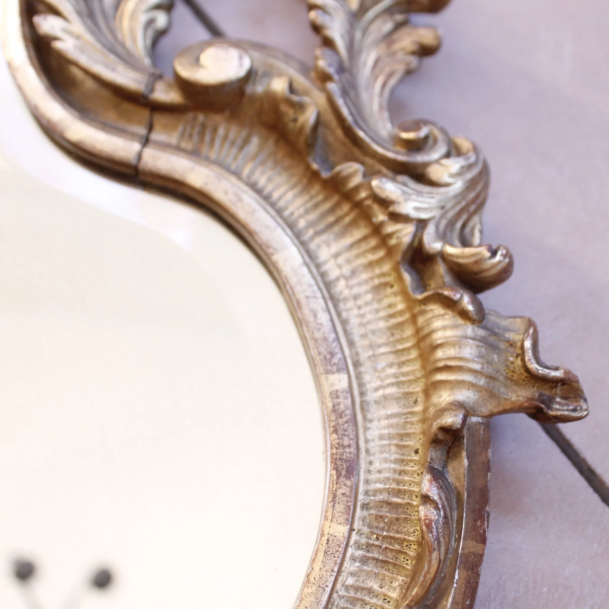 Small French Rococo Giltwood Mirror, 19th Century