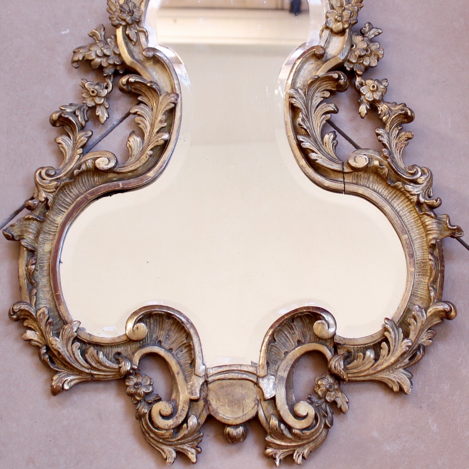 Small French Rococo Giltwood Mirror, 19th Century