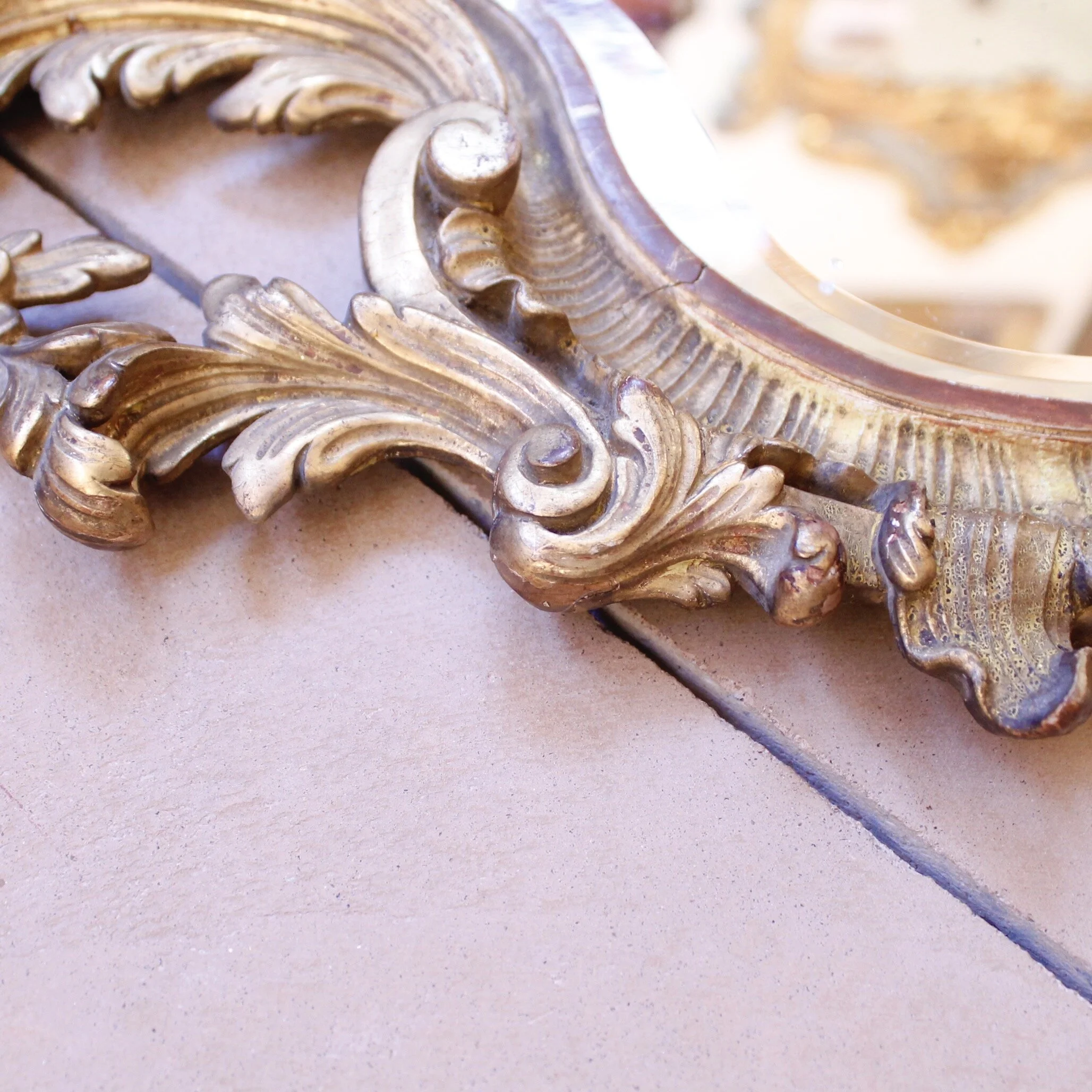 Small French Rococo Giltwood Mirror, 19th Century