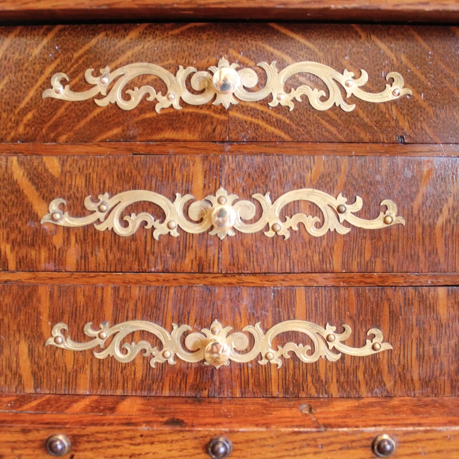 English Victorian Brass Mounted Jewelry Box / Strong Box, 19th Century