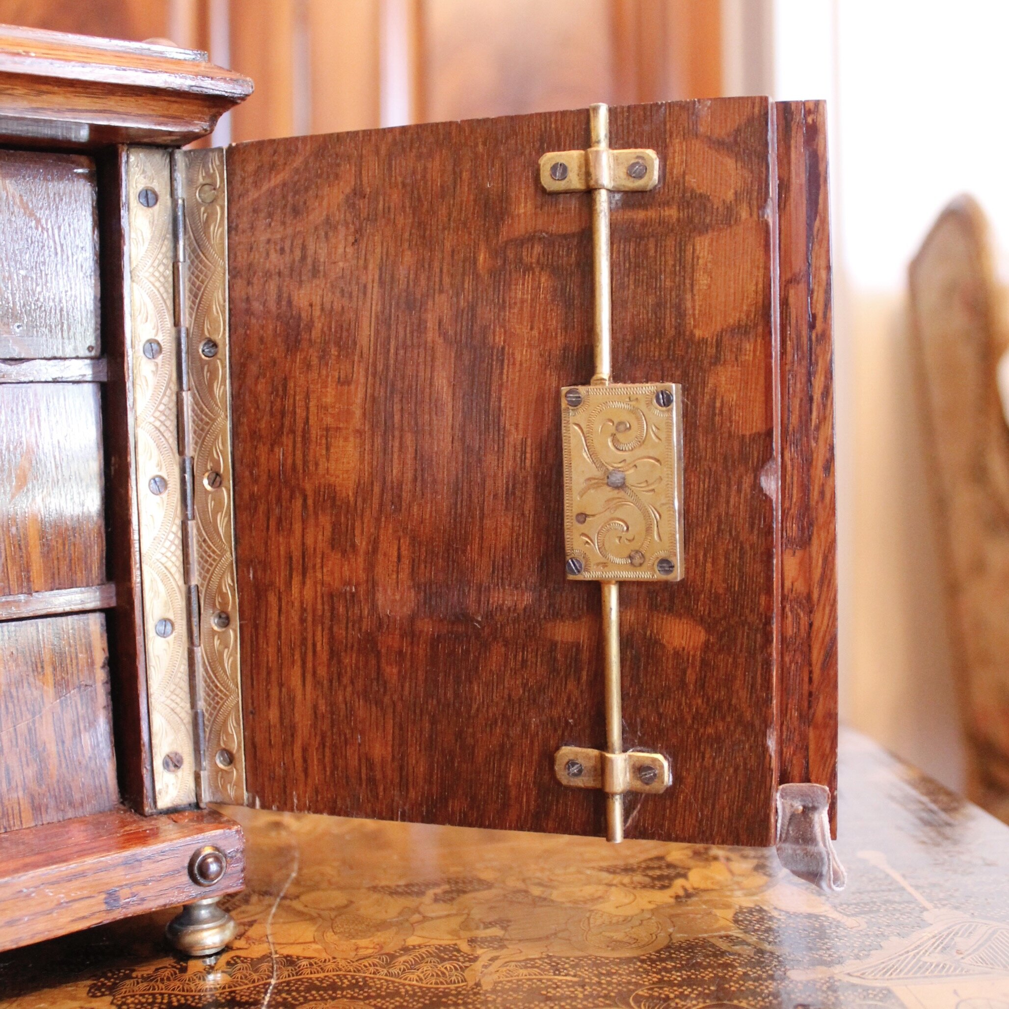 English Victorian Brass Mounted Jewelry Box / Strong Box, 19th Century
