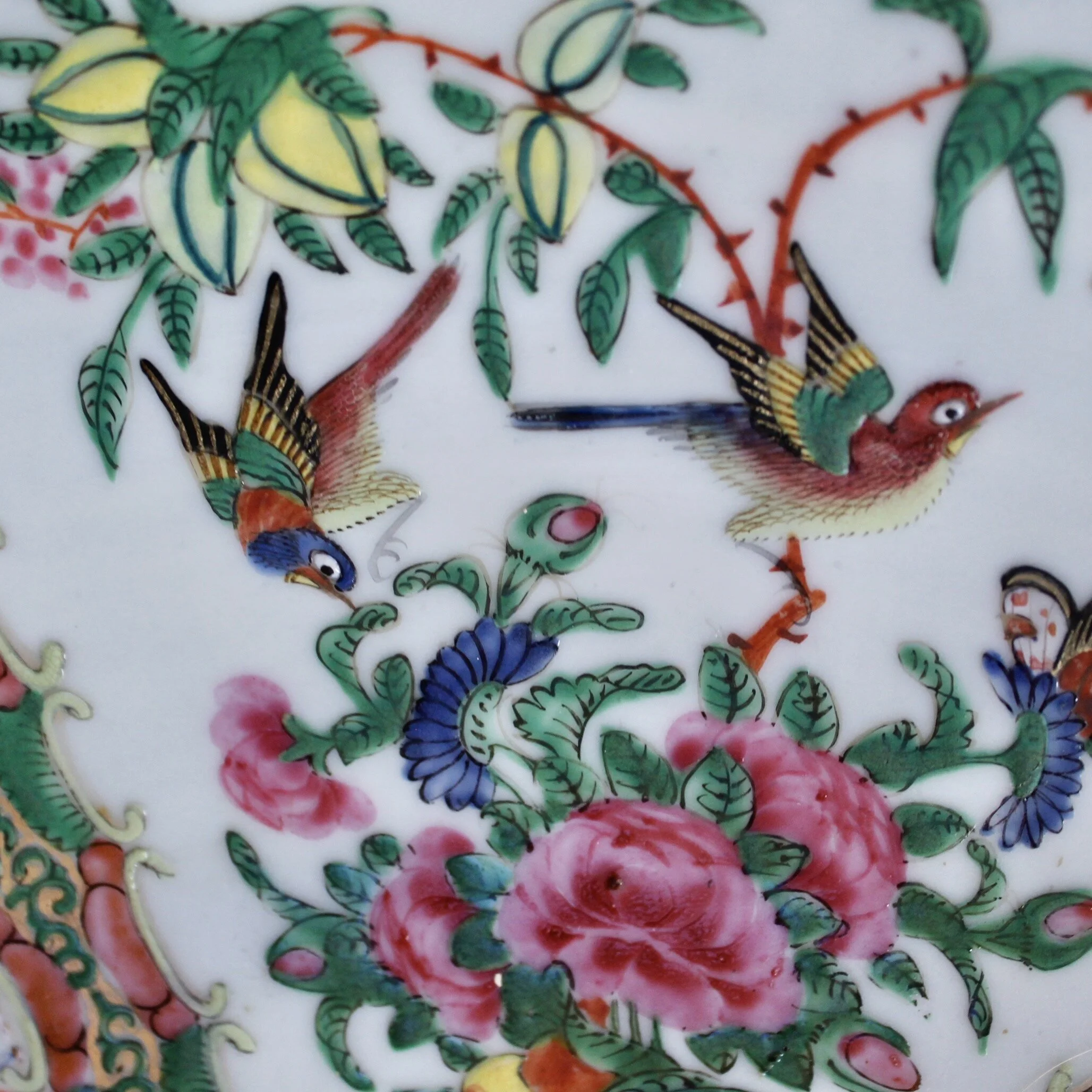 Large Rose Medallion Porcelain Charger, 19th Century