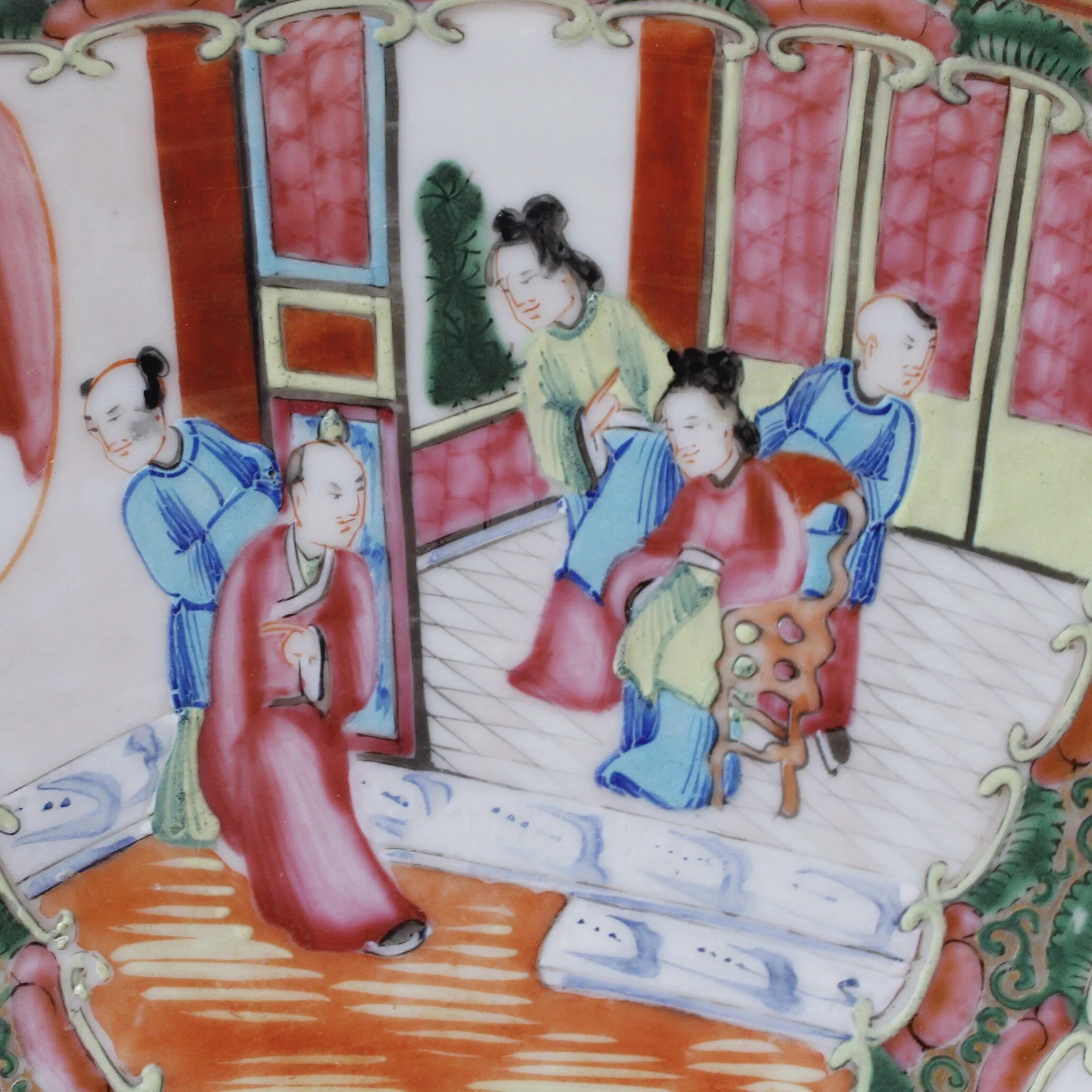 Large Rose Medallion Porcelain Charger, 19th Century