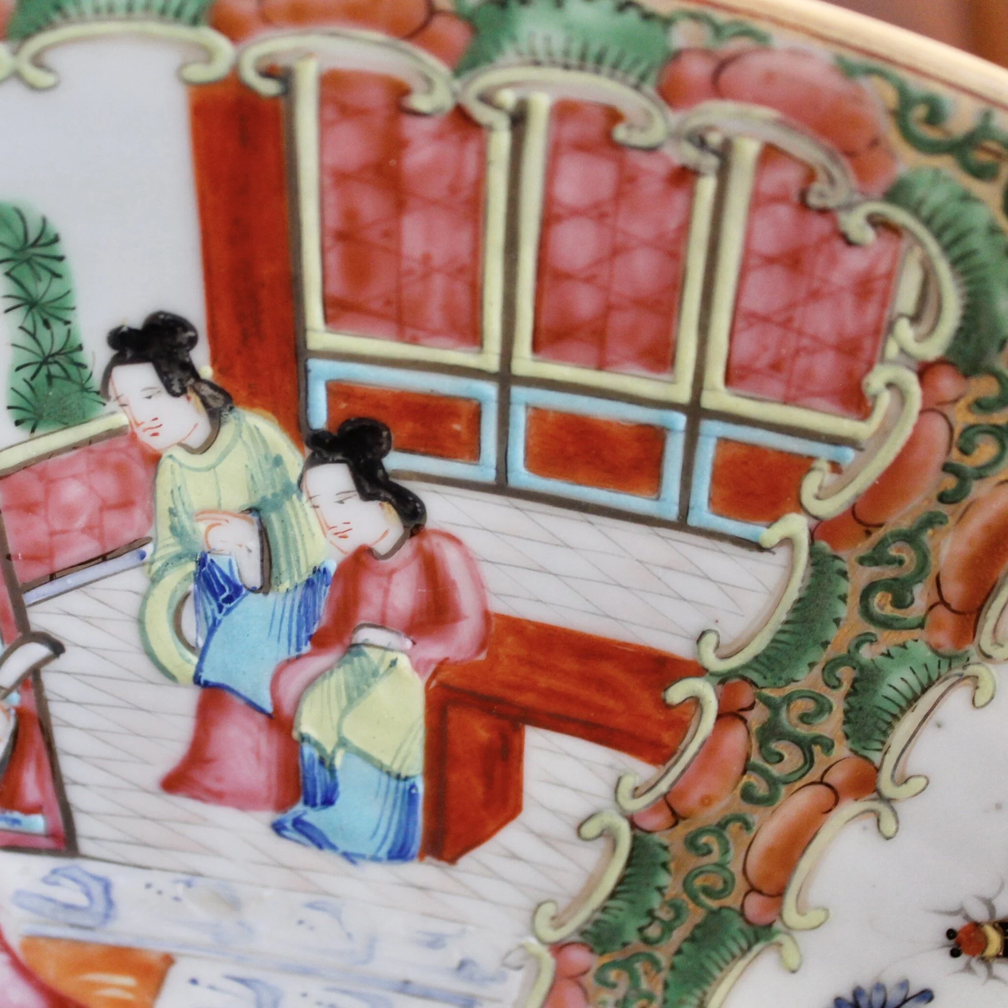 Large Rose Medallion Porcelain Charger, 19th Century