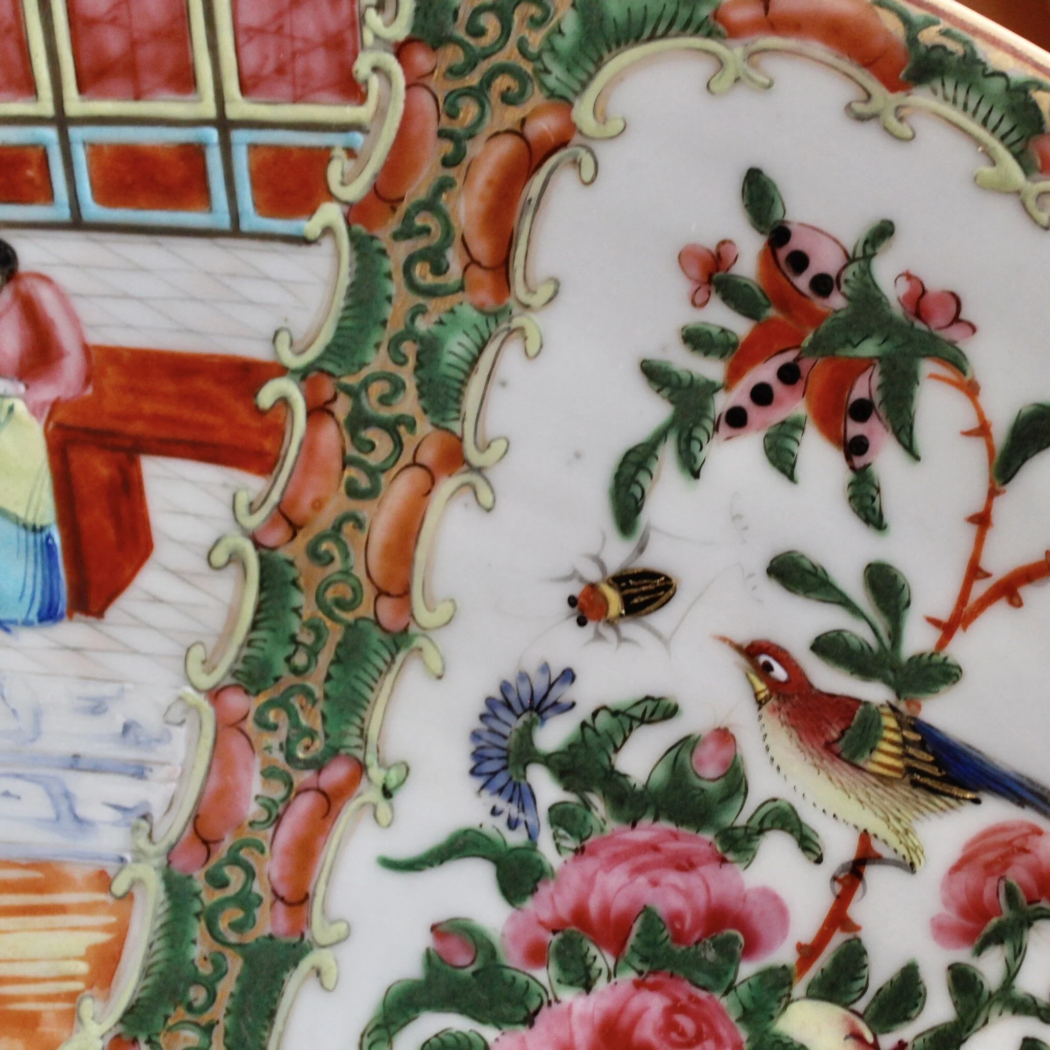 Large Rose Medallion Porcelain Charger, 19th Century