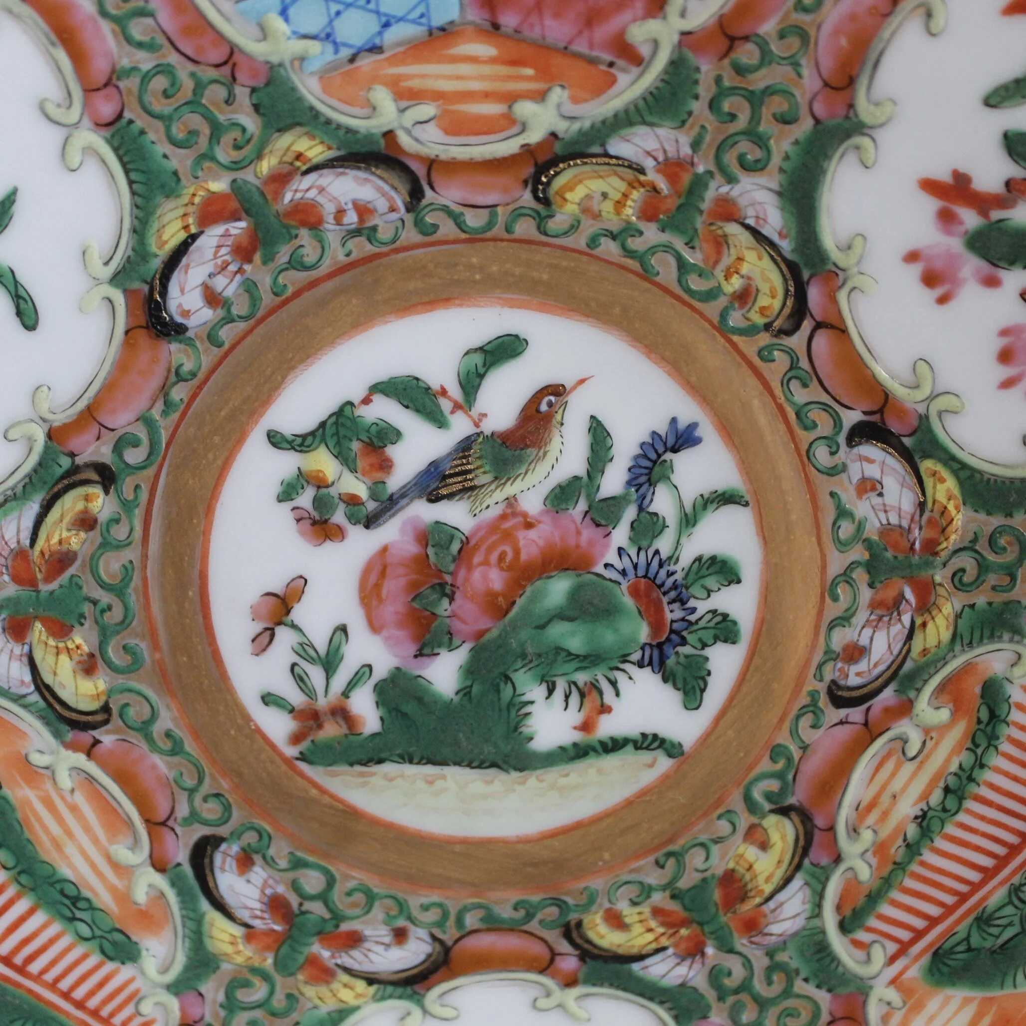 Large Rose Medallion Porcelain Charger, 19th Century