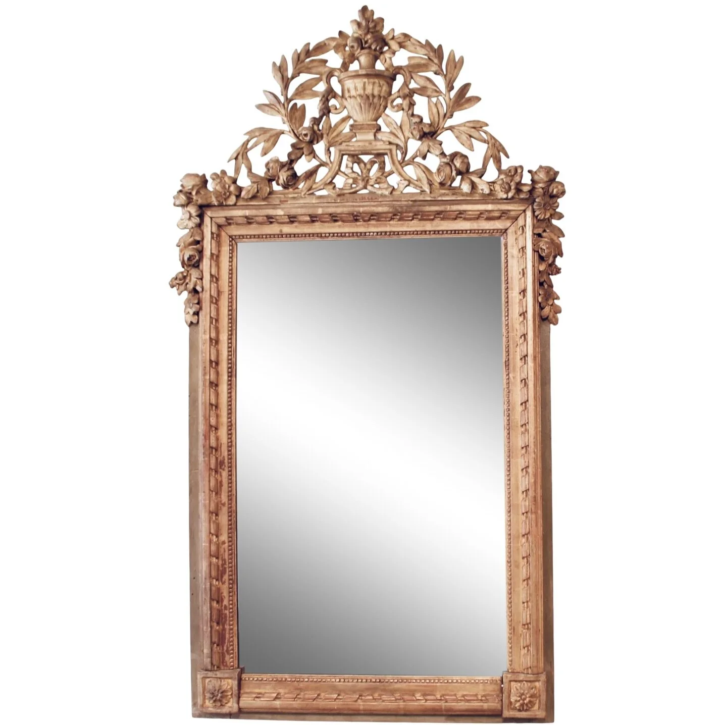 Louis XVI Neoclassical Carved Gilt Wood French Mirror