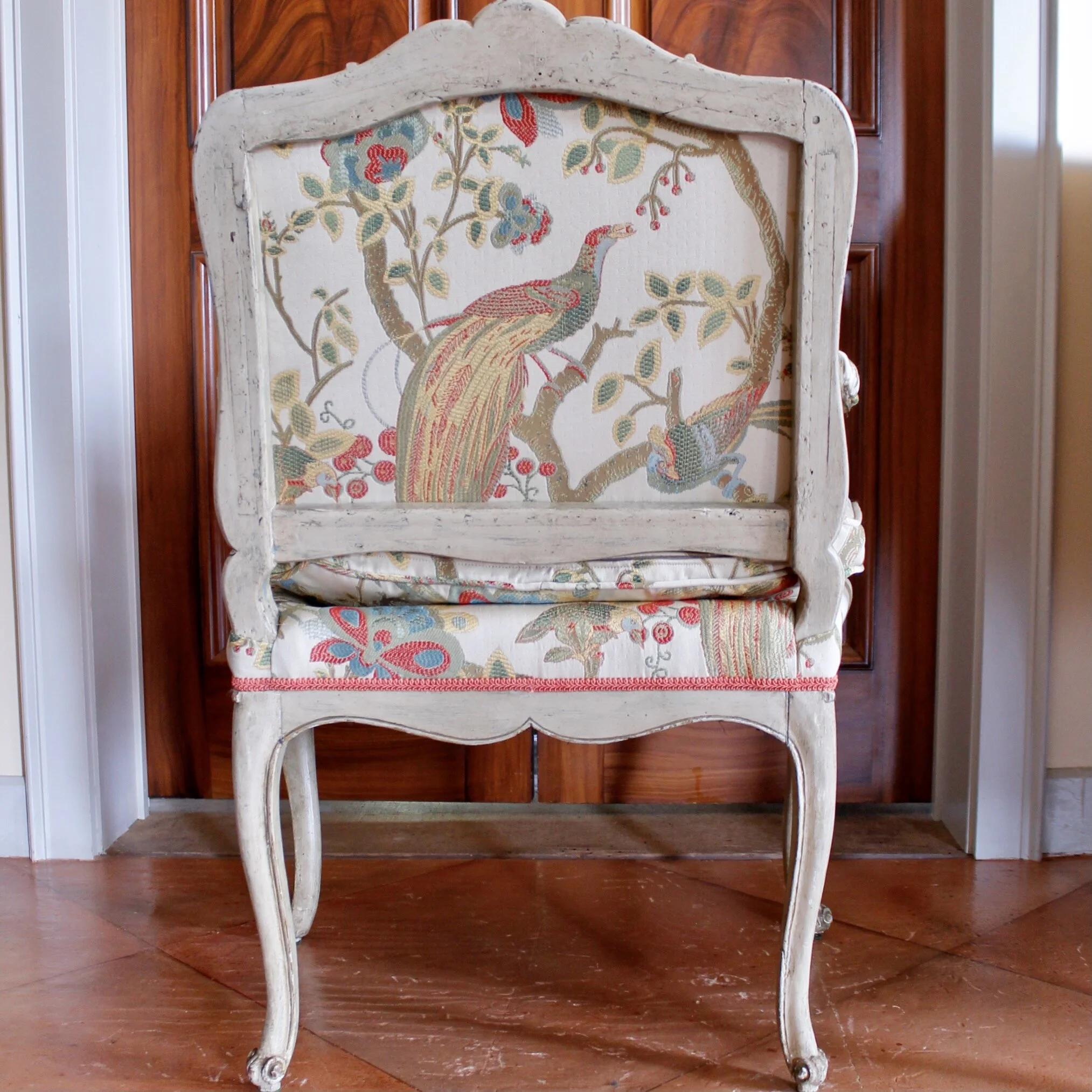 Italian Painted and Silver Gilt Rococo Armchair, 18th Century