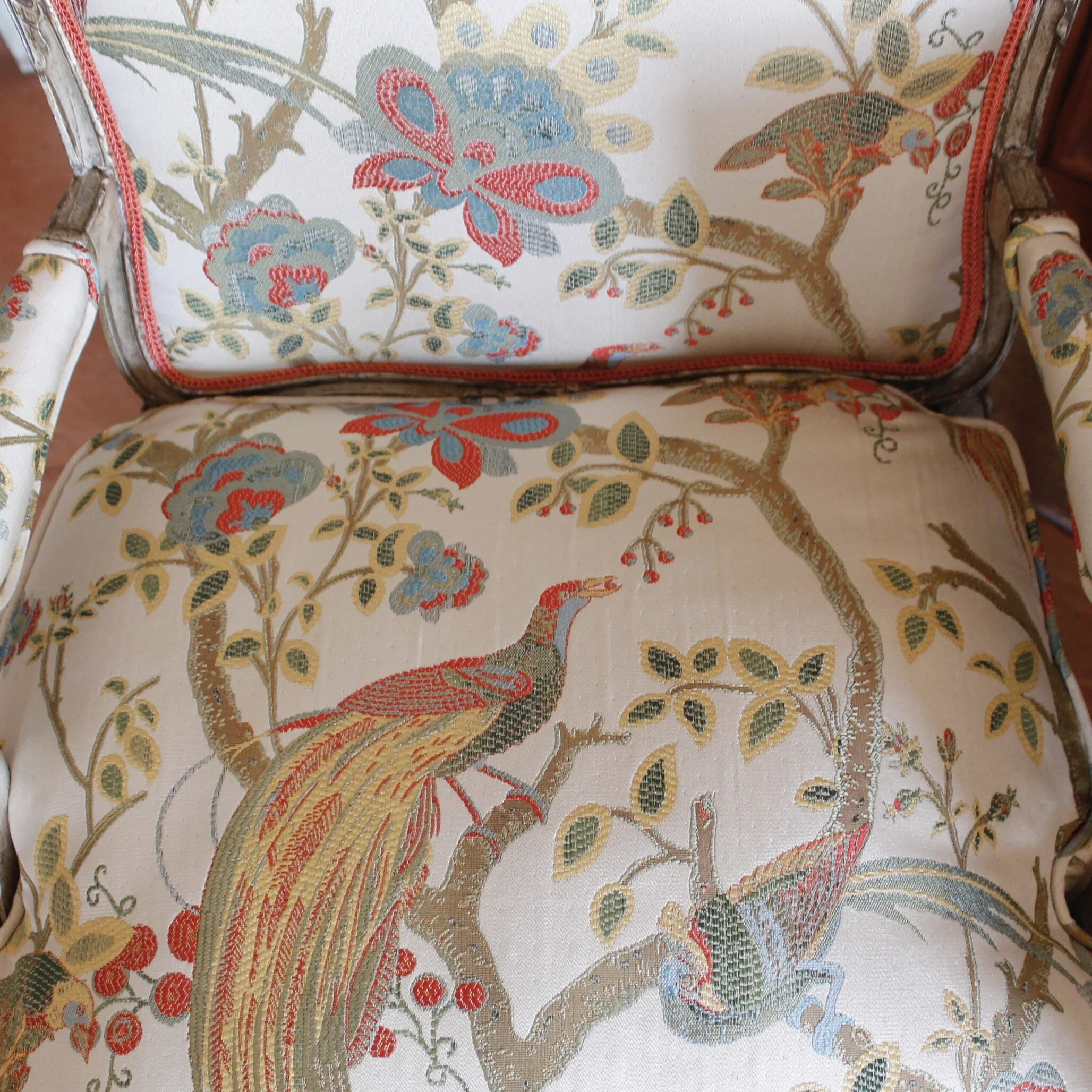 Italian Painted and Silver Gilt Rococo Armchair, 18th Century