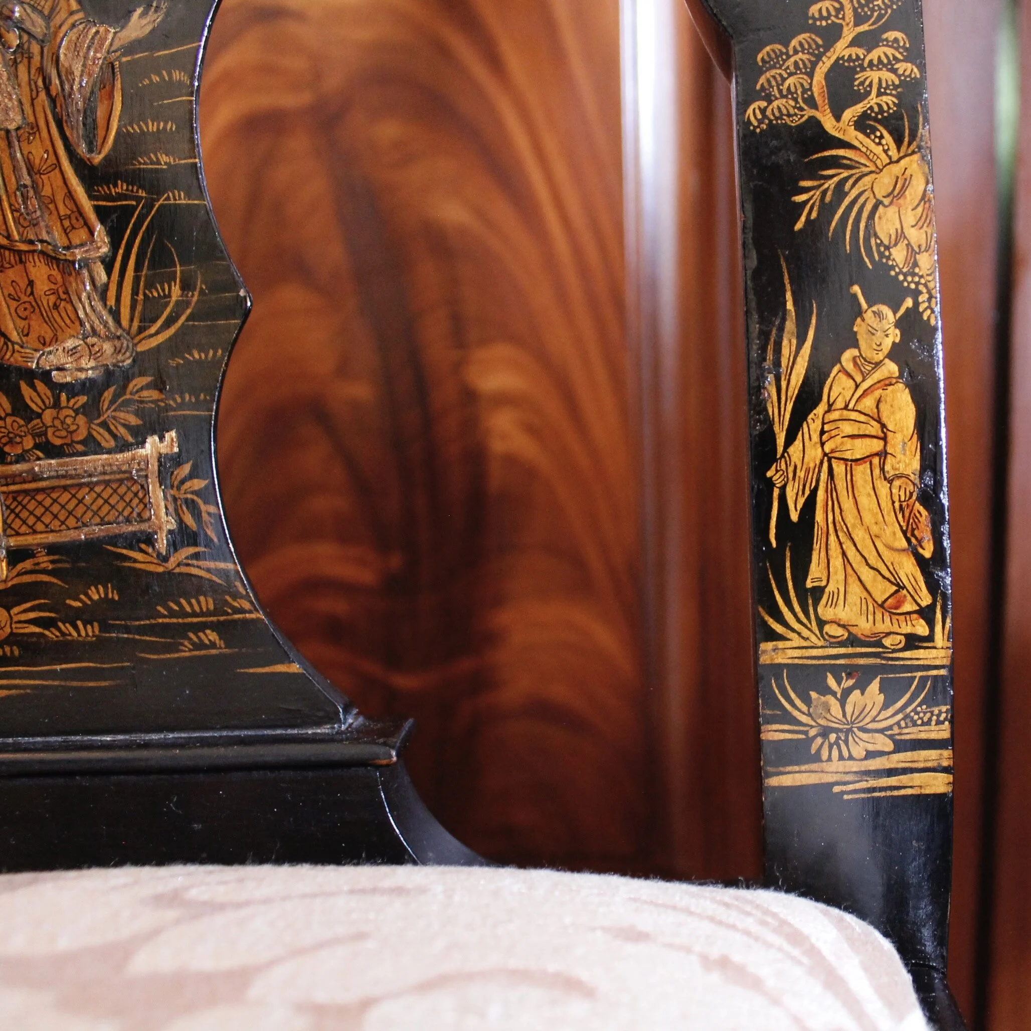 Pair of George I Style Black and Gilt Japanned Side Chairs