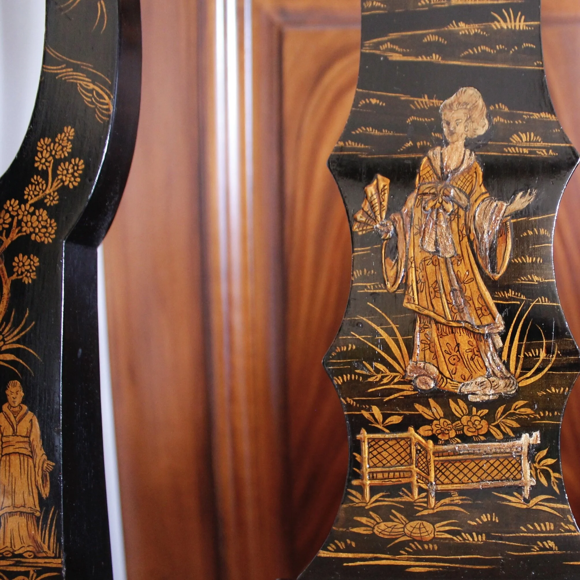 Pair of George I Style Black and Gilt Japanned Side Chairs