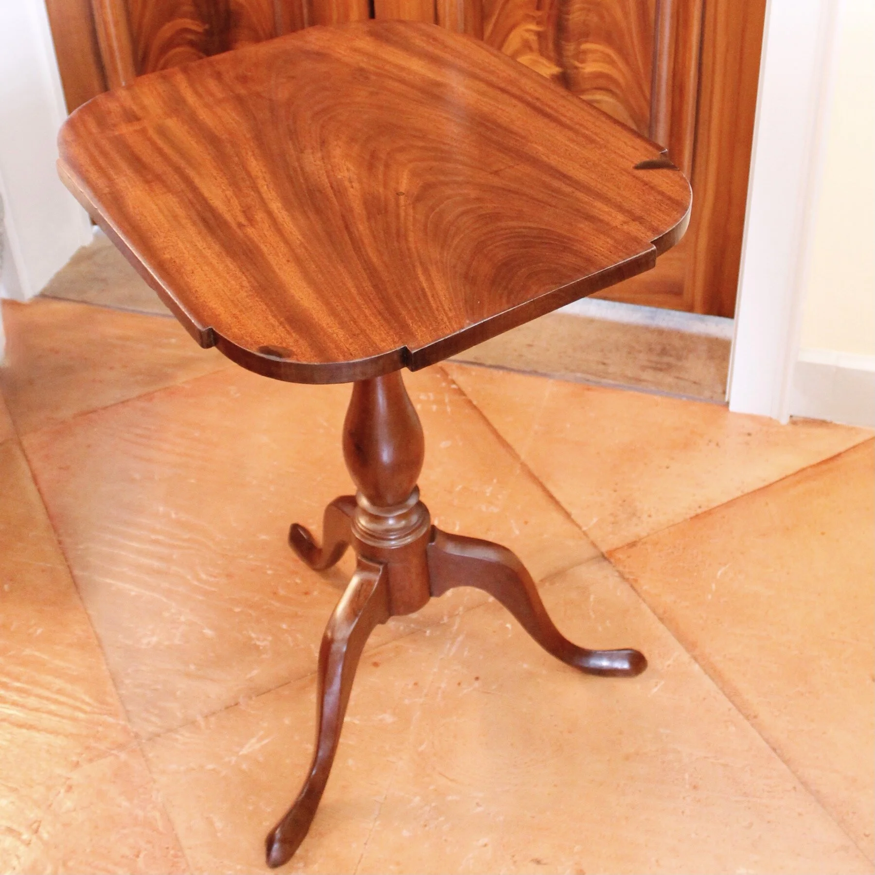 American Federal Mahogany Tilt Top Candlestand Table, New England