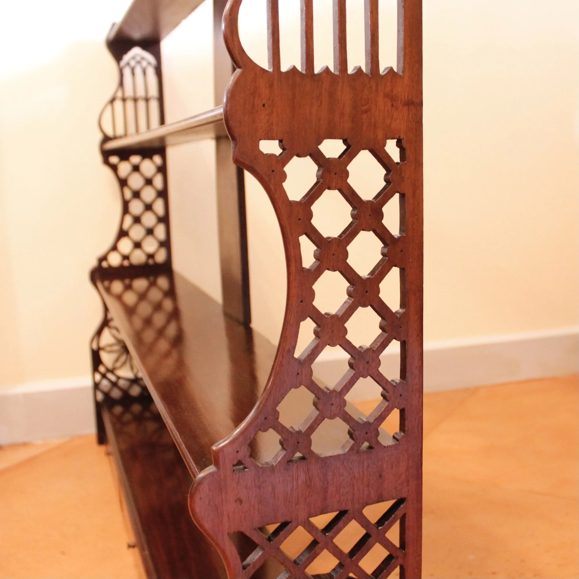 Large George III Period Mahogany Fretwork Hanging Shelf