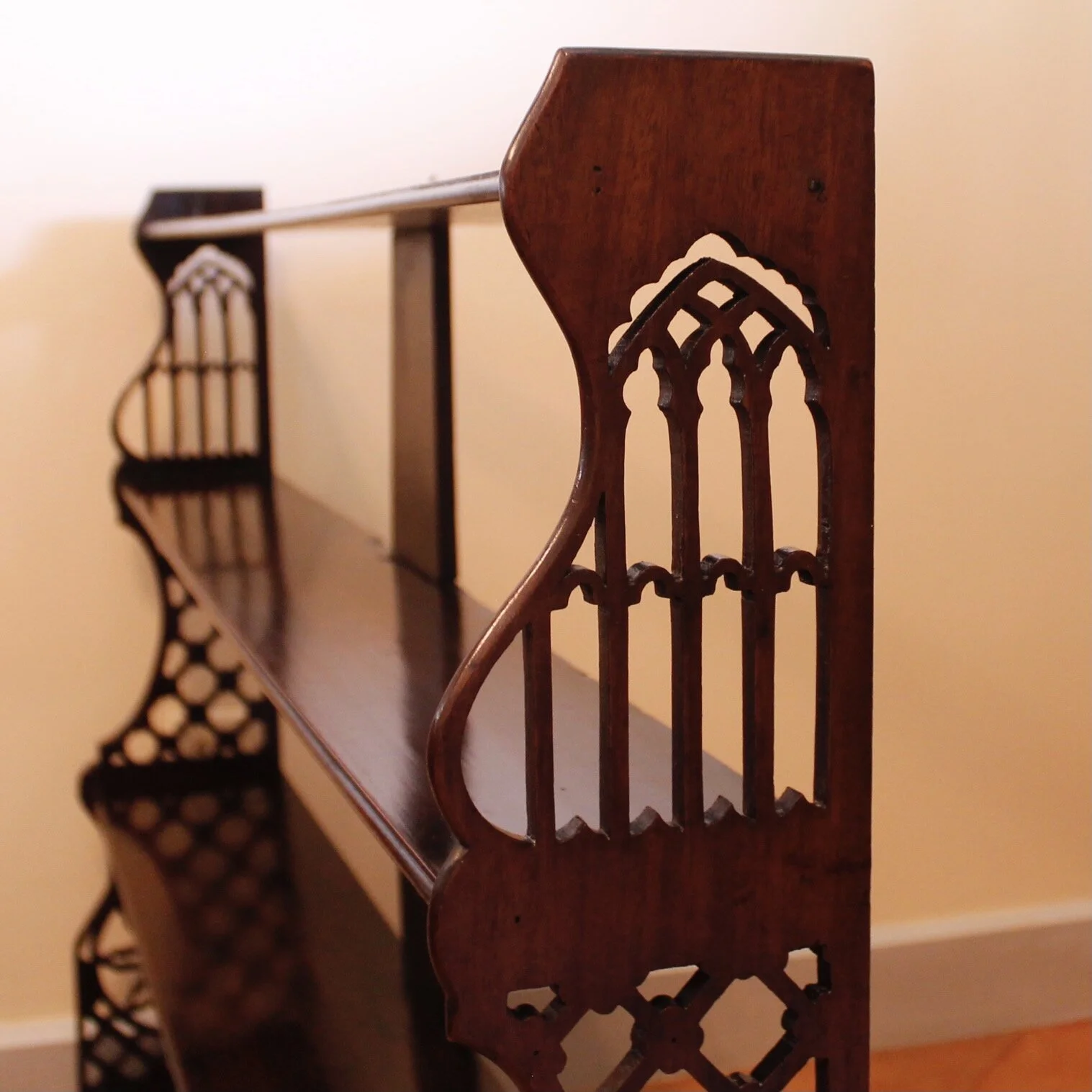 Large George III Period Mahogany Fretwork Hanging Shelf