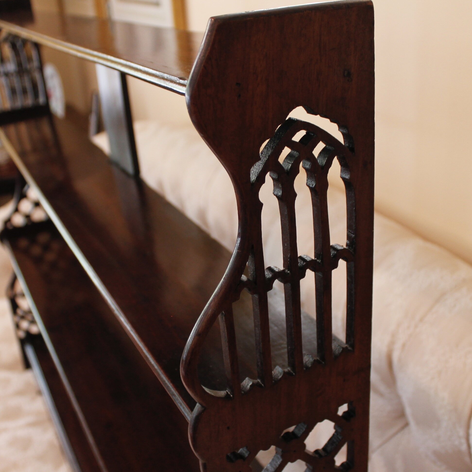 Large George III Period Mahogany Fretwork Hanging Shelf