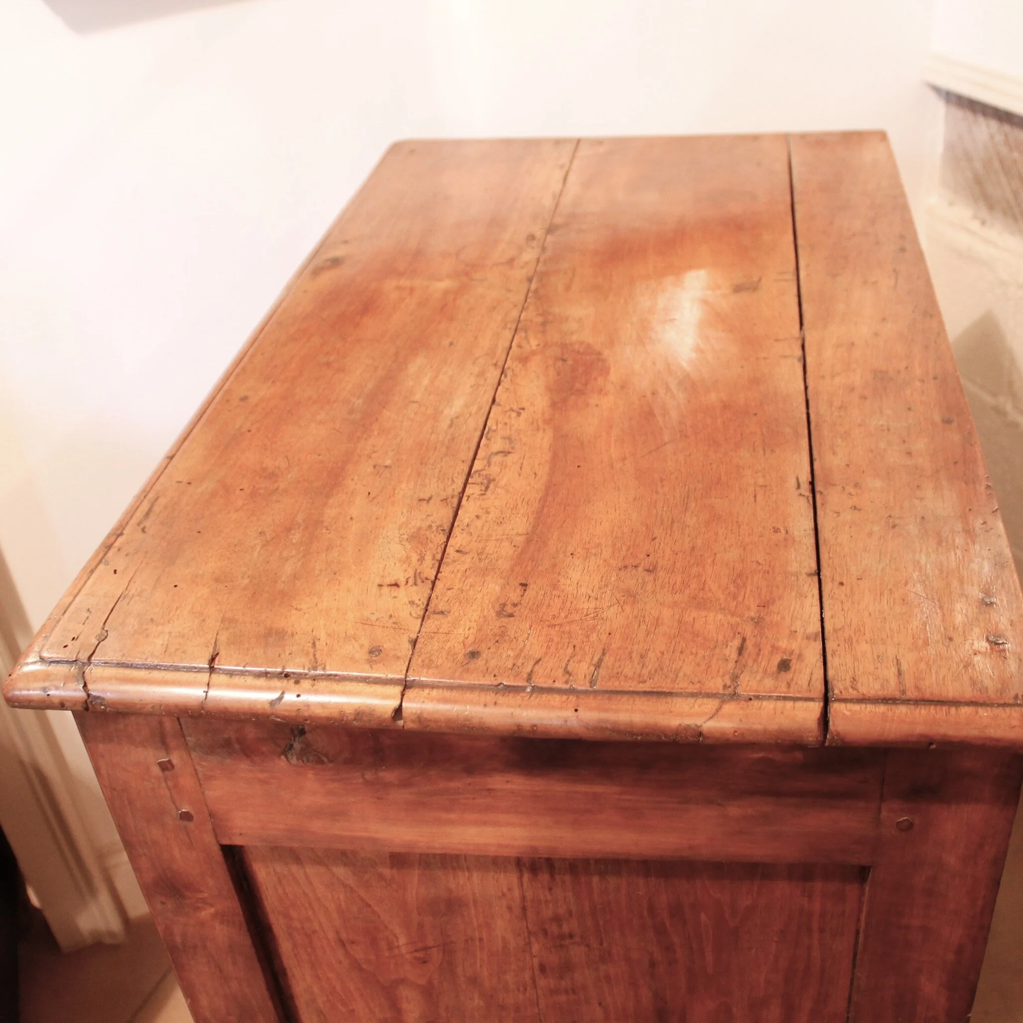 French Provincial Louis XV Style Cabinet with Scroll Carved Arched Doors