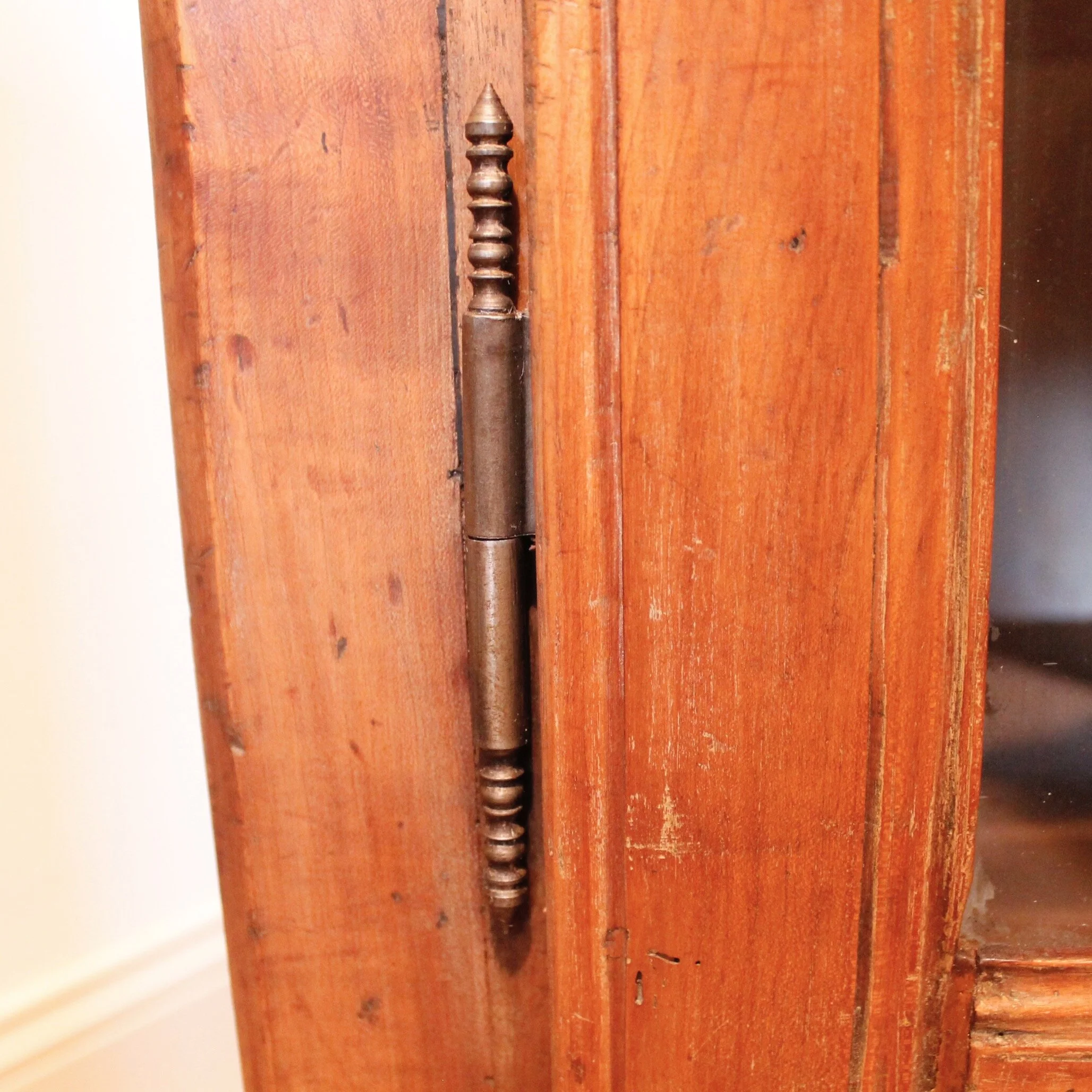 French Provincial Louis XV Style Cabinet with Scroll Carved Arched Doors