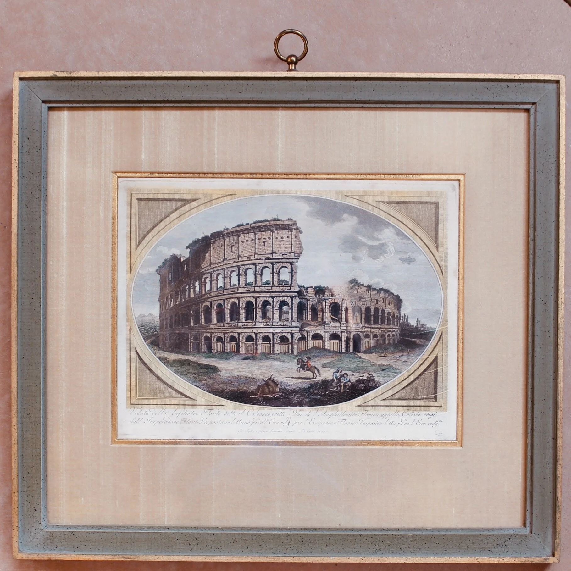 Pair of Engraved Roman Views After Piranesi and Cipriani: Castel Sant’Angelo and the Colosseum