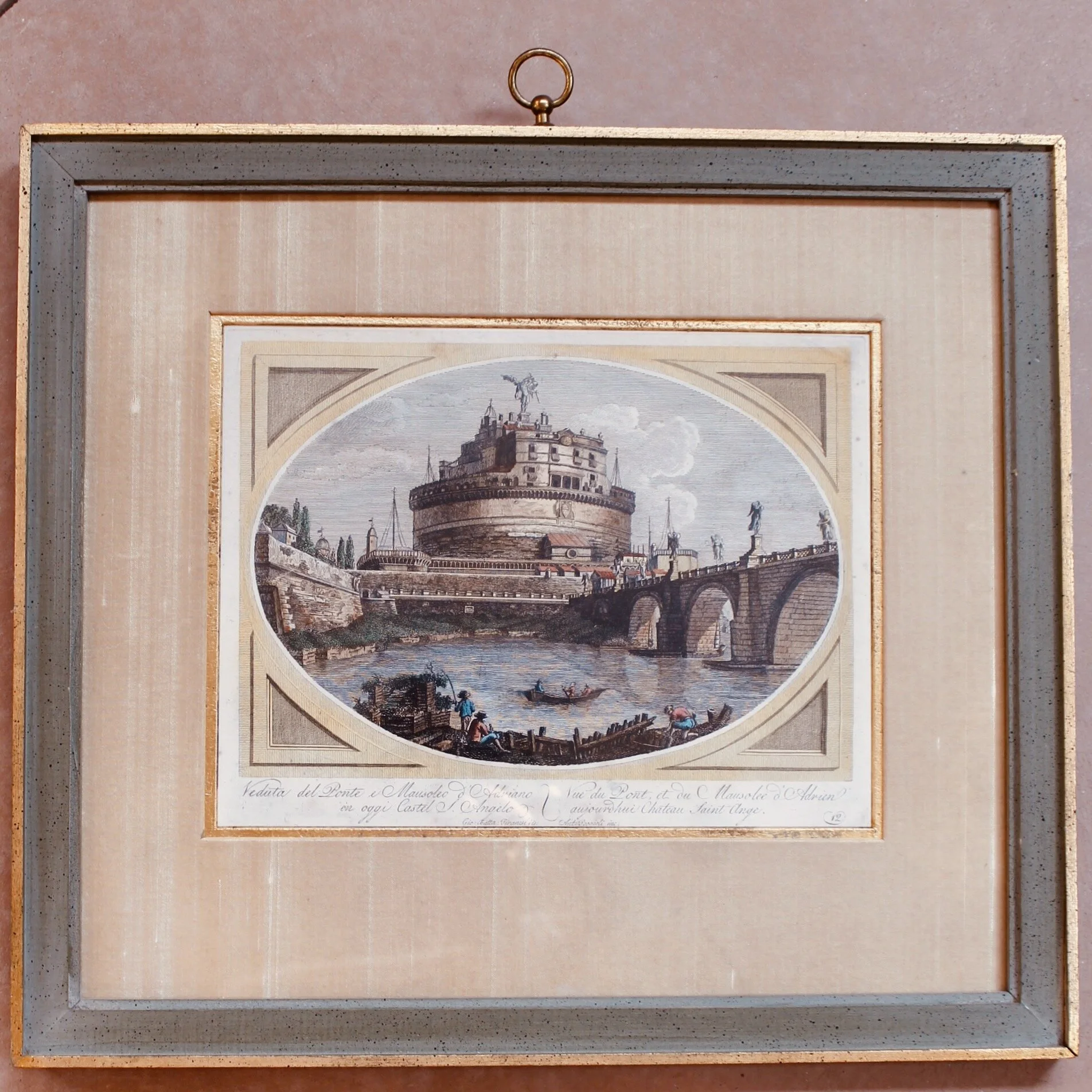 Pair of Engraved Roman Views After Piranesi and Cipriani: Castel Sant’Angelo and the Colosseum
