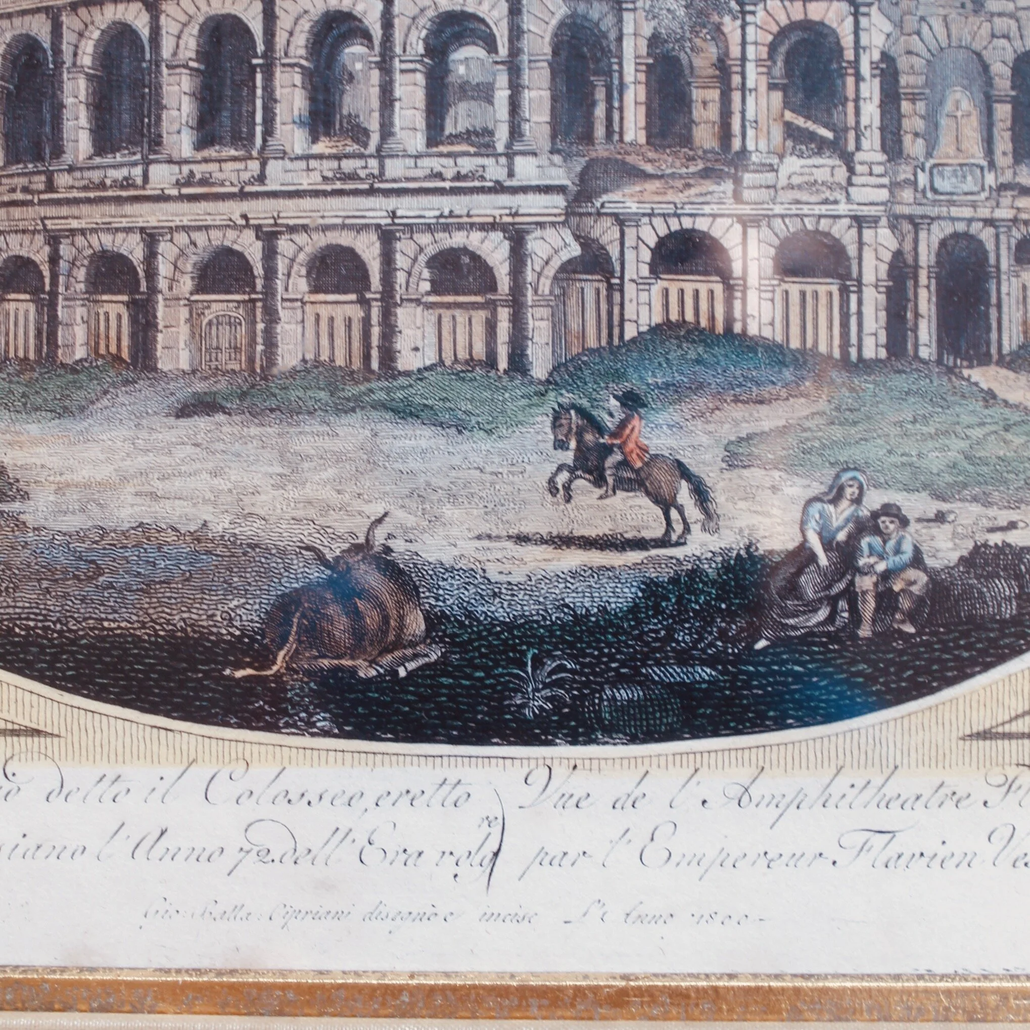 Pair of Engraved Roman Views After Piranesi and Cipriani: Castel Sant’Angelo and the Colosseum