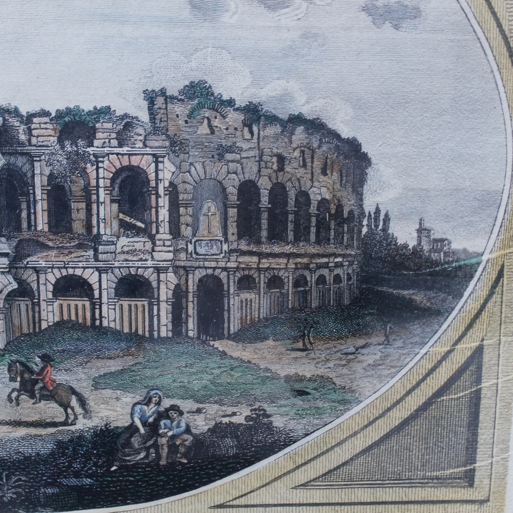 Pair of Engraved Roman Views After Piranesi and Cipriani: Castel Sant’Angelo and the Colosseum