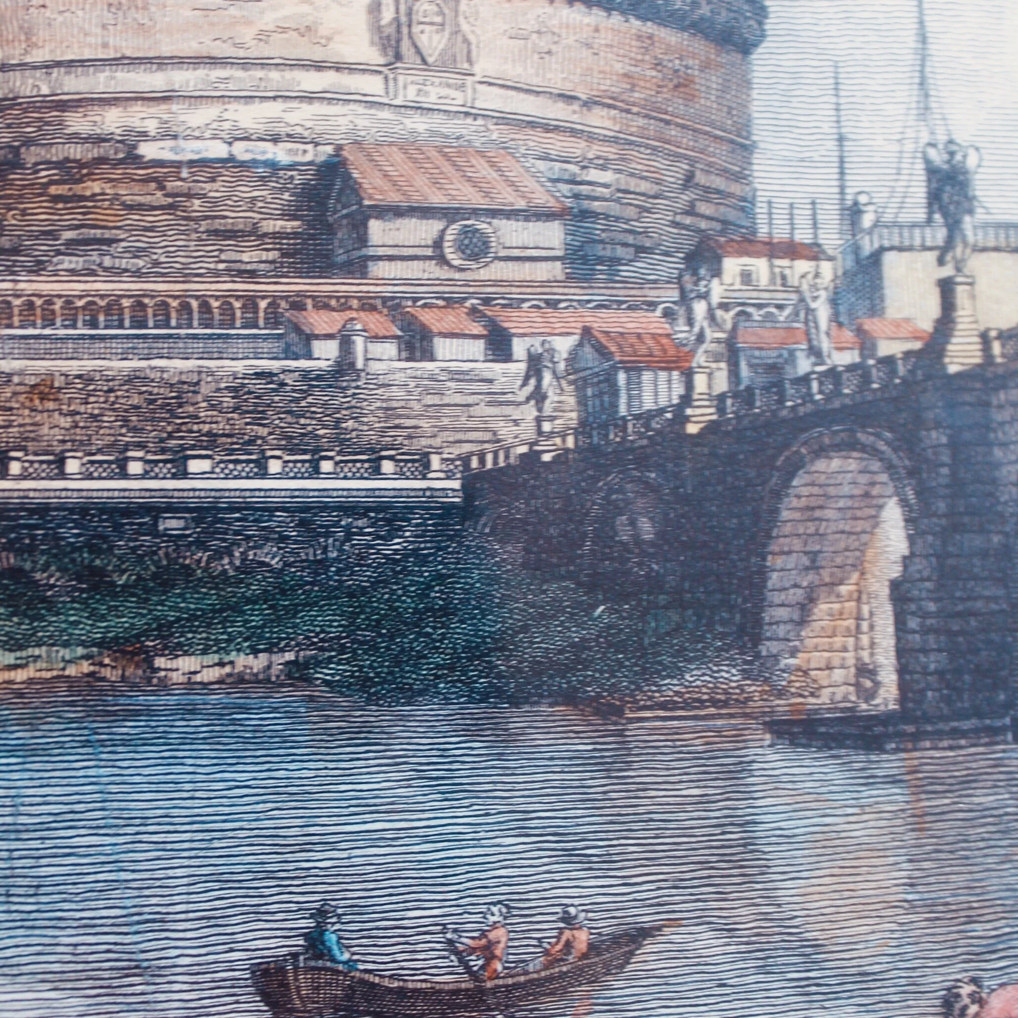 Pair of Engraved Roman Views After Piranesi and Cipriani: Castel Sant’Angelo and the Colosseum