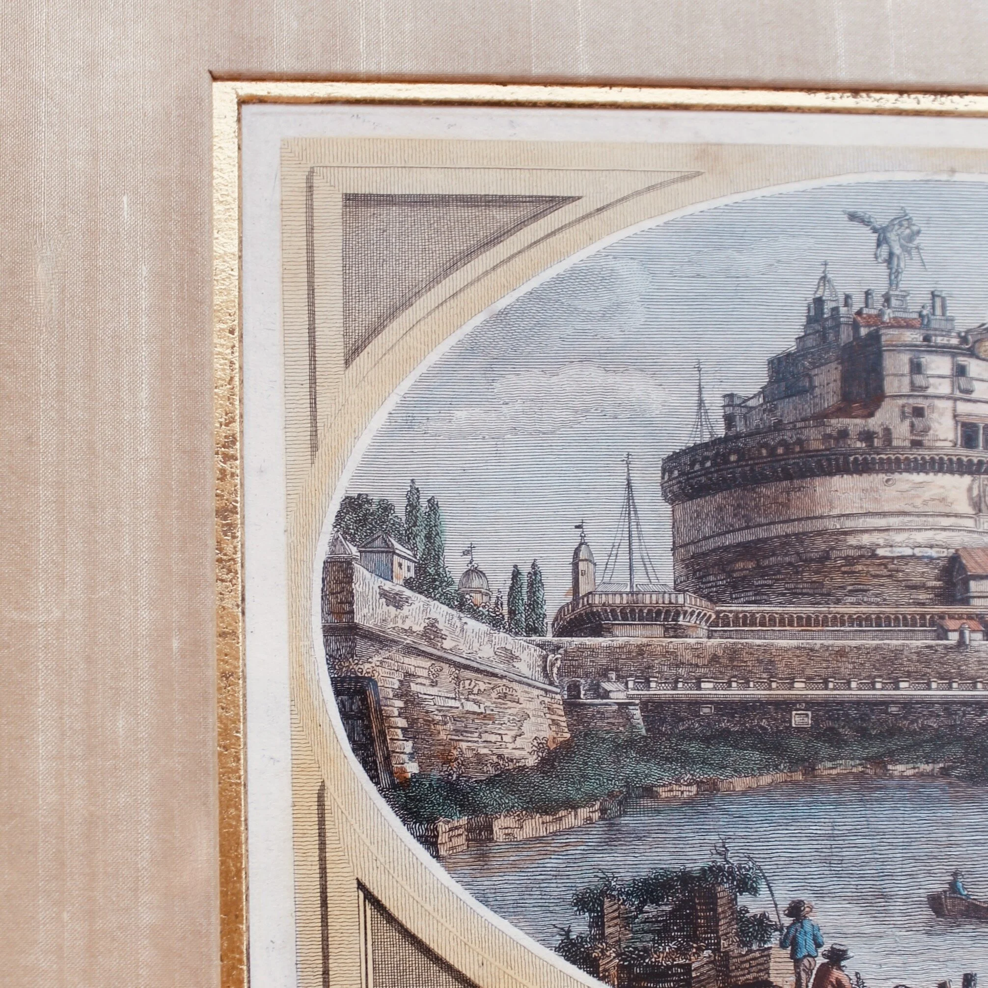 Pair of Engraved Roman Views After Piranesi and Cipriani: Castel Sant’Angelo and the Colosseum