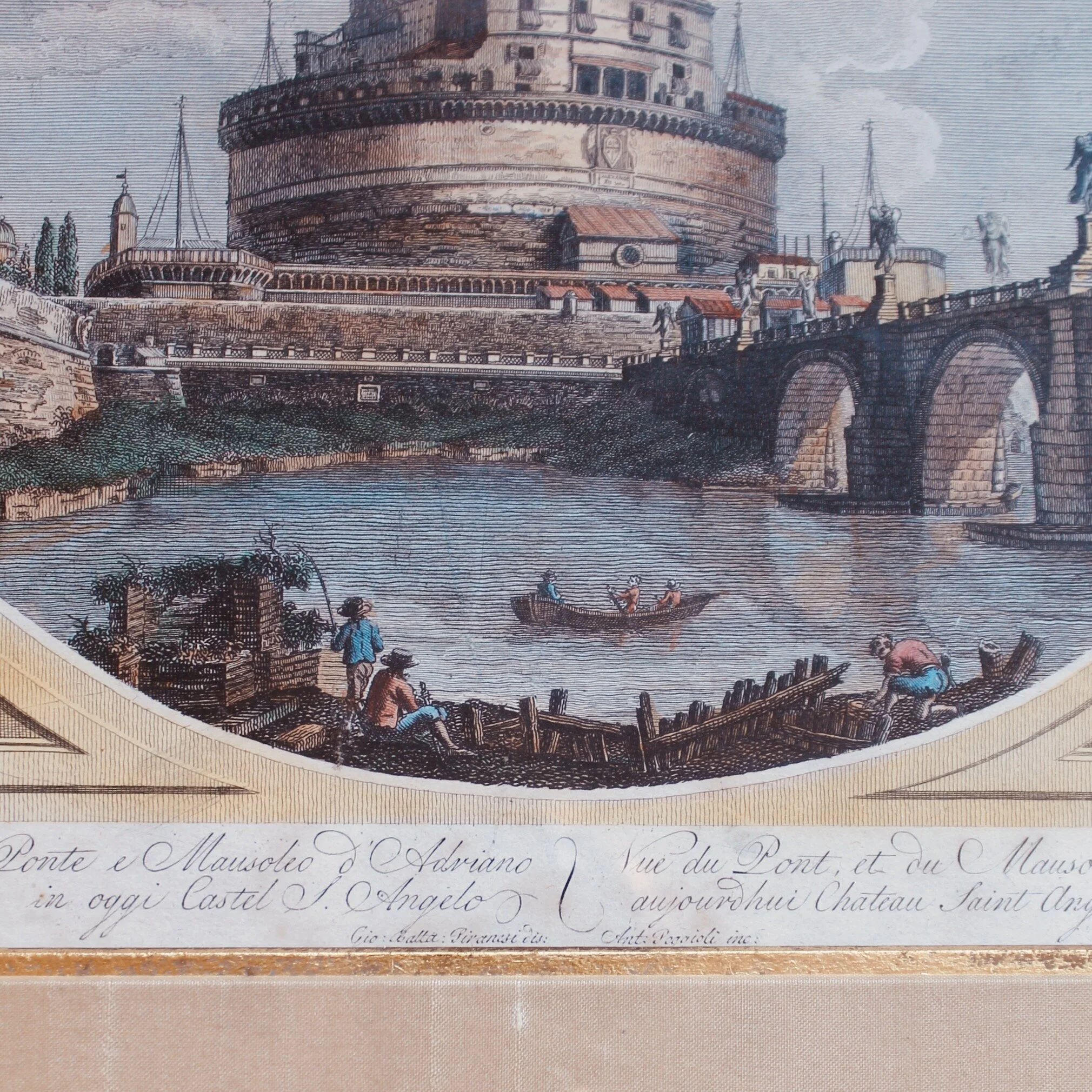 Pair of Engraved Roman Views After Piranesi and Cipriani: Castel Sant’Angelo and the Colosseum
