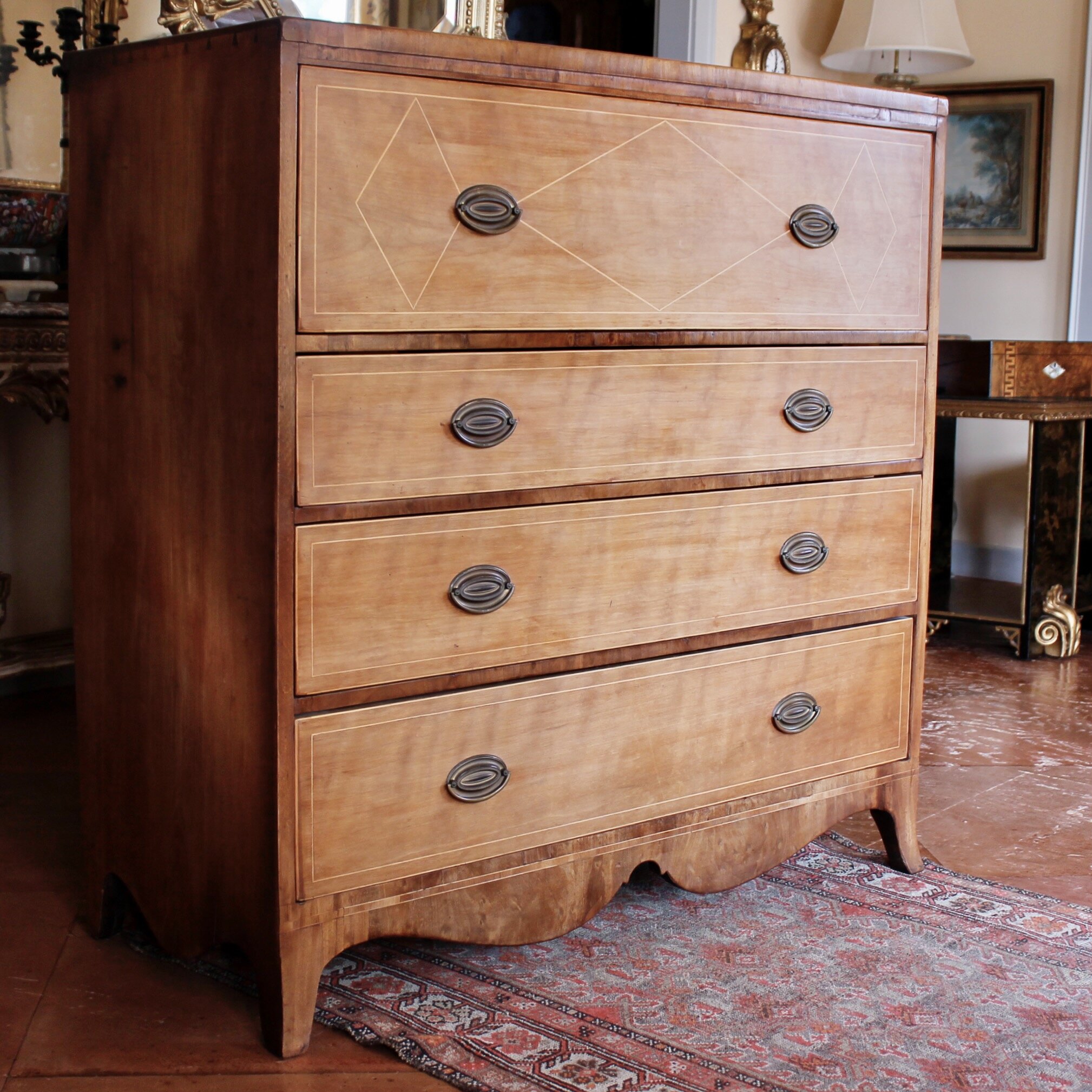 American Mid-Atlantic Diamond Inlaid Federal Chest of Drawers