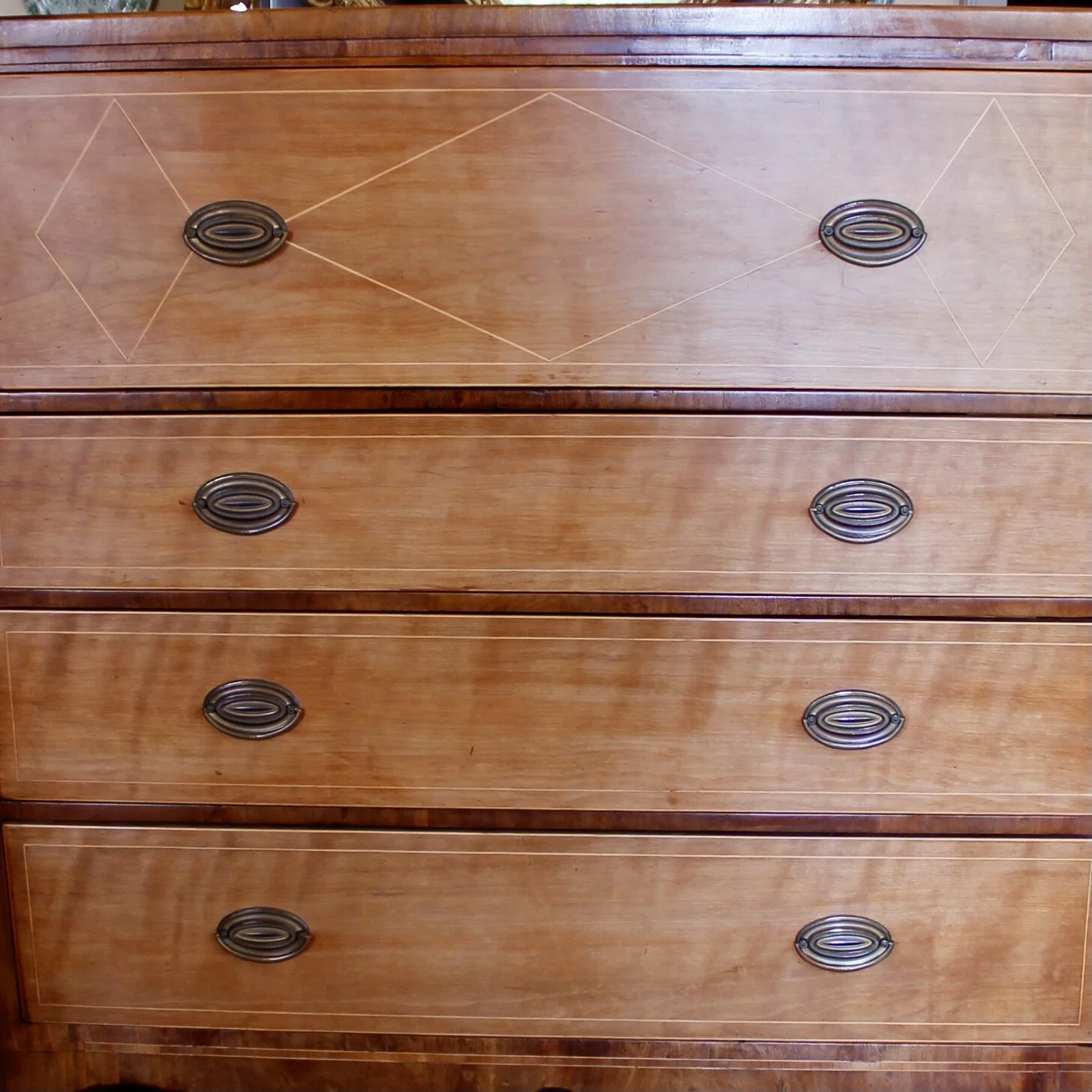 American Mid-Atlantic Diamond Inlaid Federal Chest of Drawers