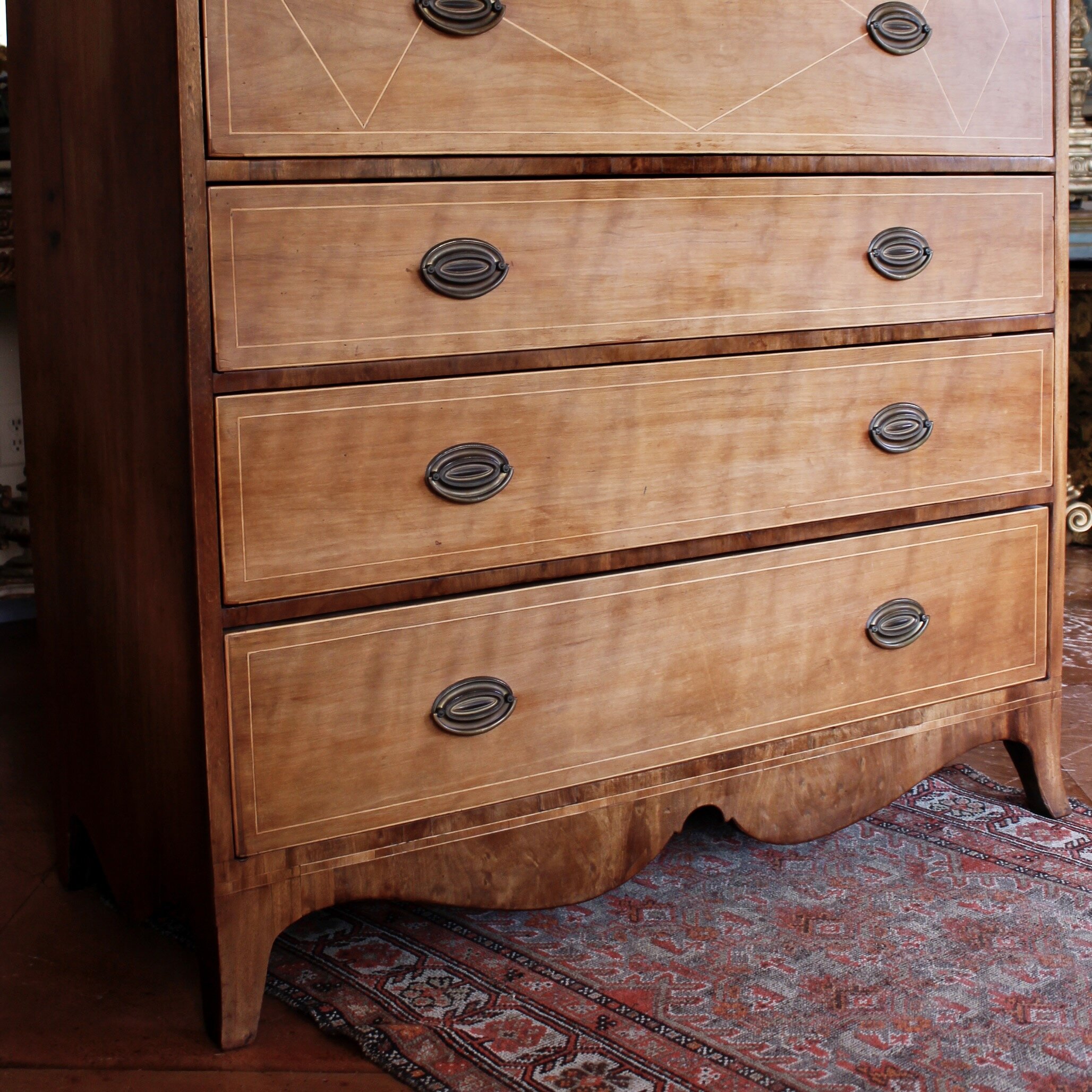 American Mid-Atlantic Diamond Inlaid Federal Chest of Drawers