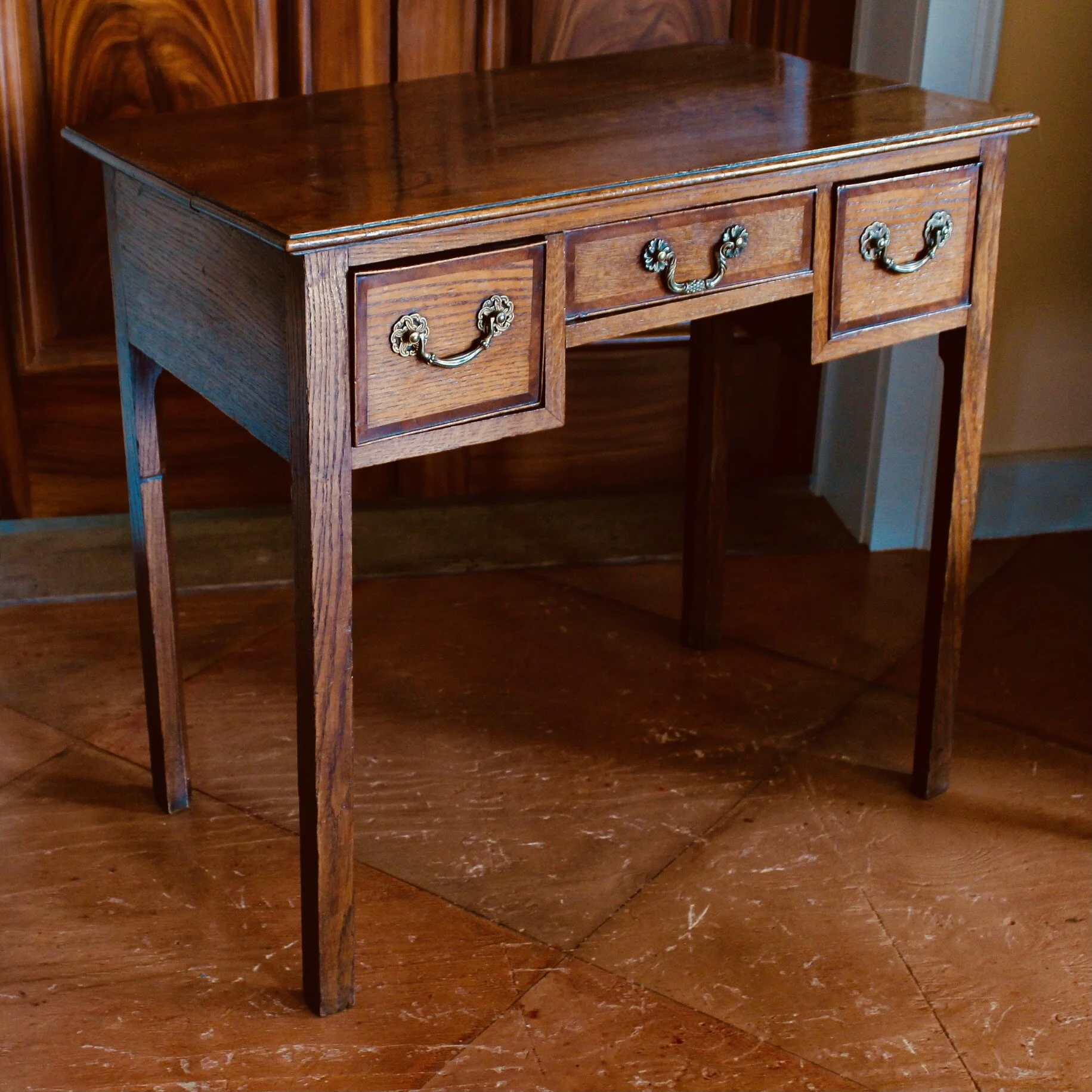 English Country Oak Georgian Lowboy Table