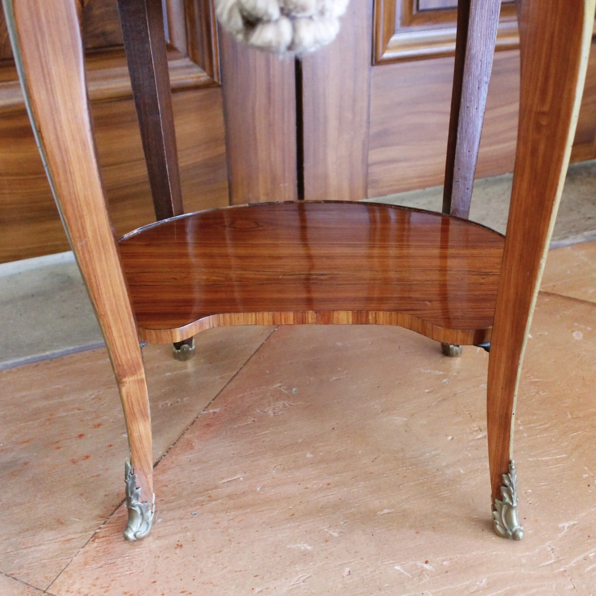 French Transitional Oval Occasional Table with Marble Top
