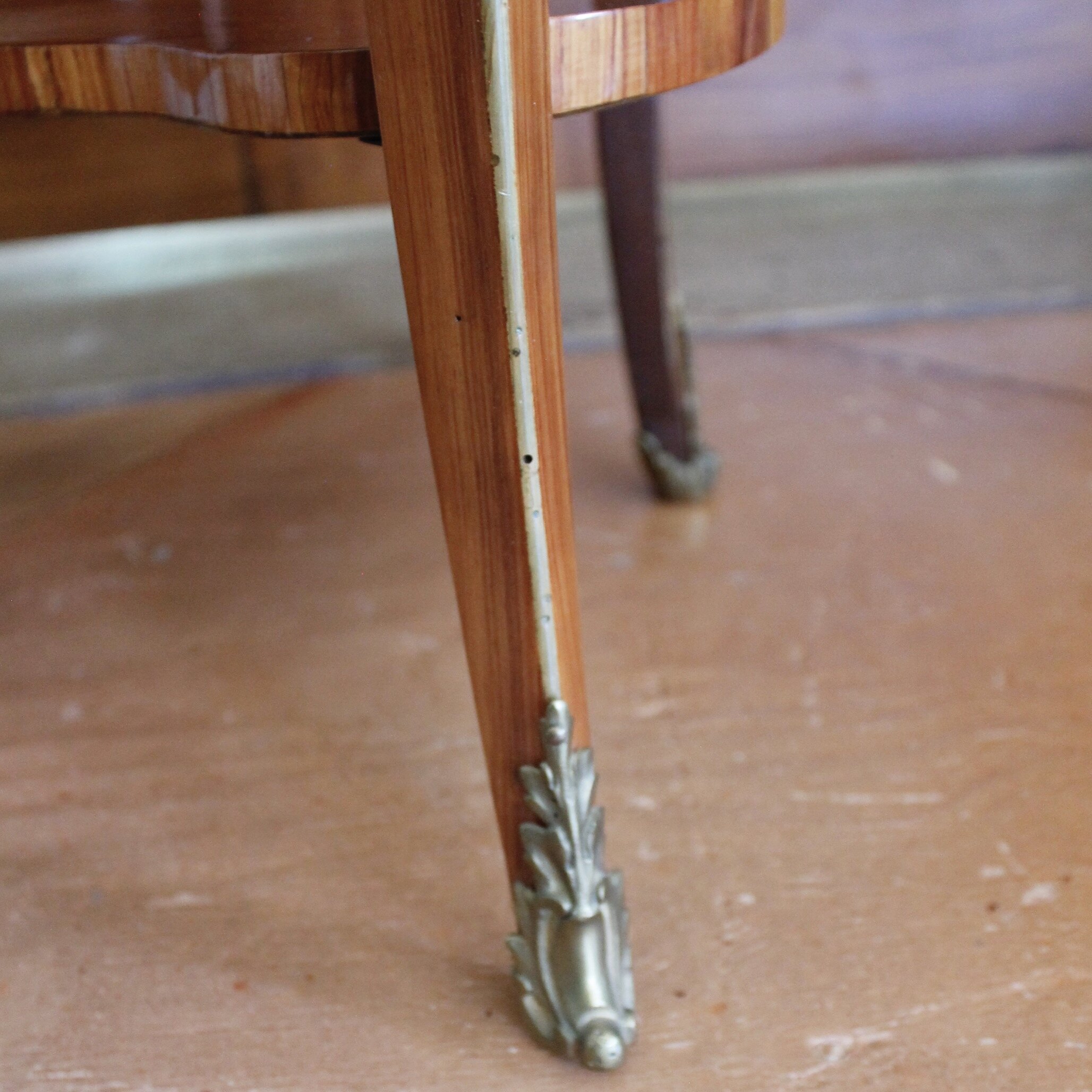 French Transitional Oval Occasional Table with Marble Top